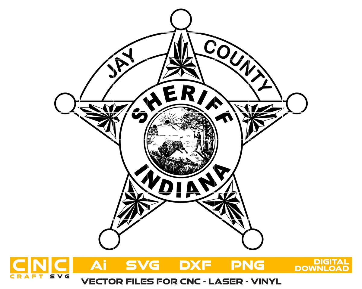 Jay County Sheriff's Office Badge SVG Indiana Law Enforcement Vector