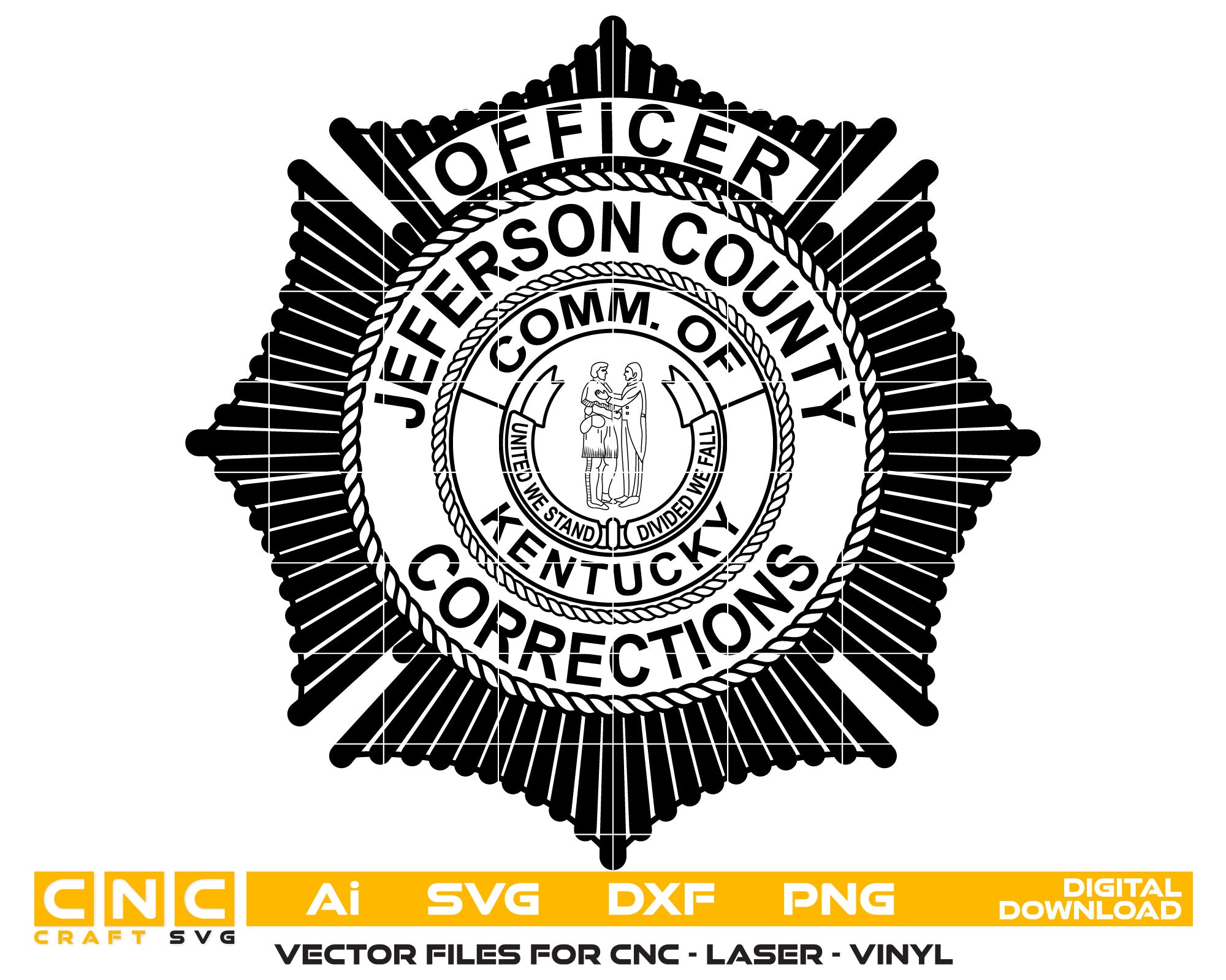 Jefferson County Corrections Officer Badge Vector Art, Ai,SVG, DXF, PNG, Digital Files