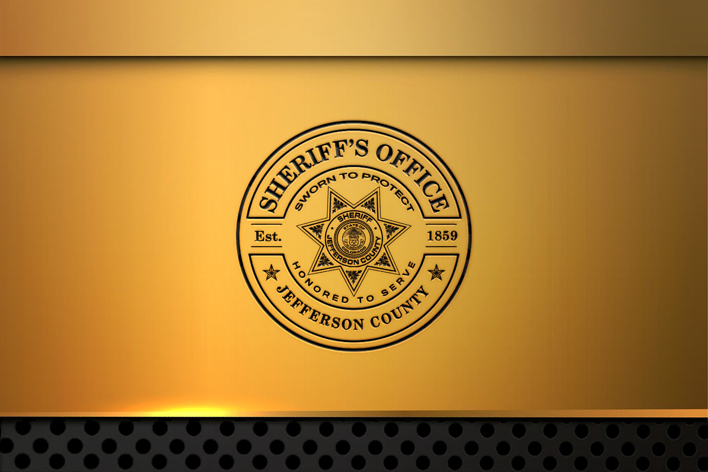 Sheriff's Office logo on a gold background
sheriffs office logo design
sheriff badge mockup