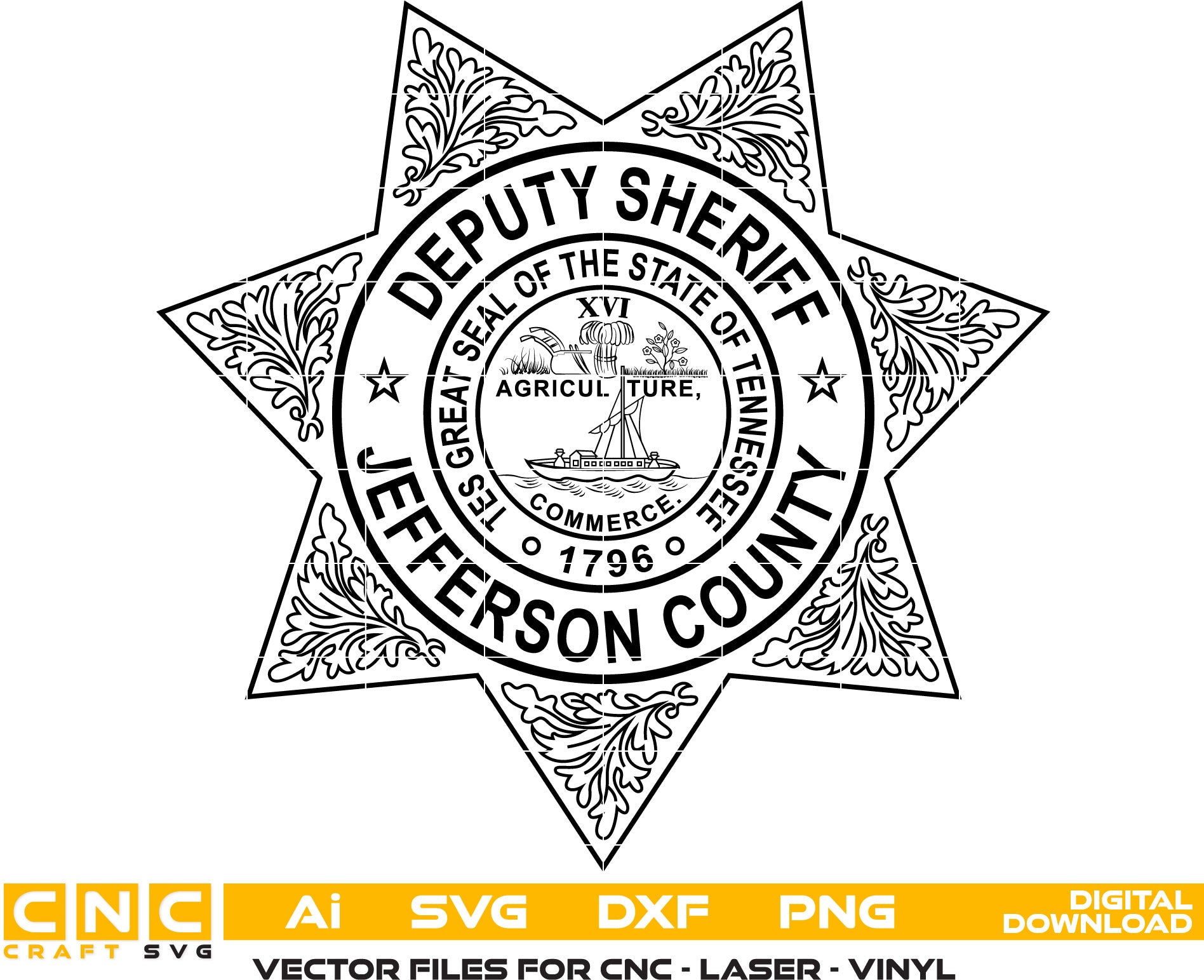 Jefferson, Tennessee Deputy Sheriff Badge, Jefferson Sheriff Badge, Te