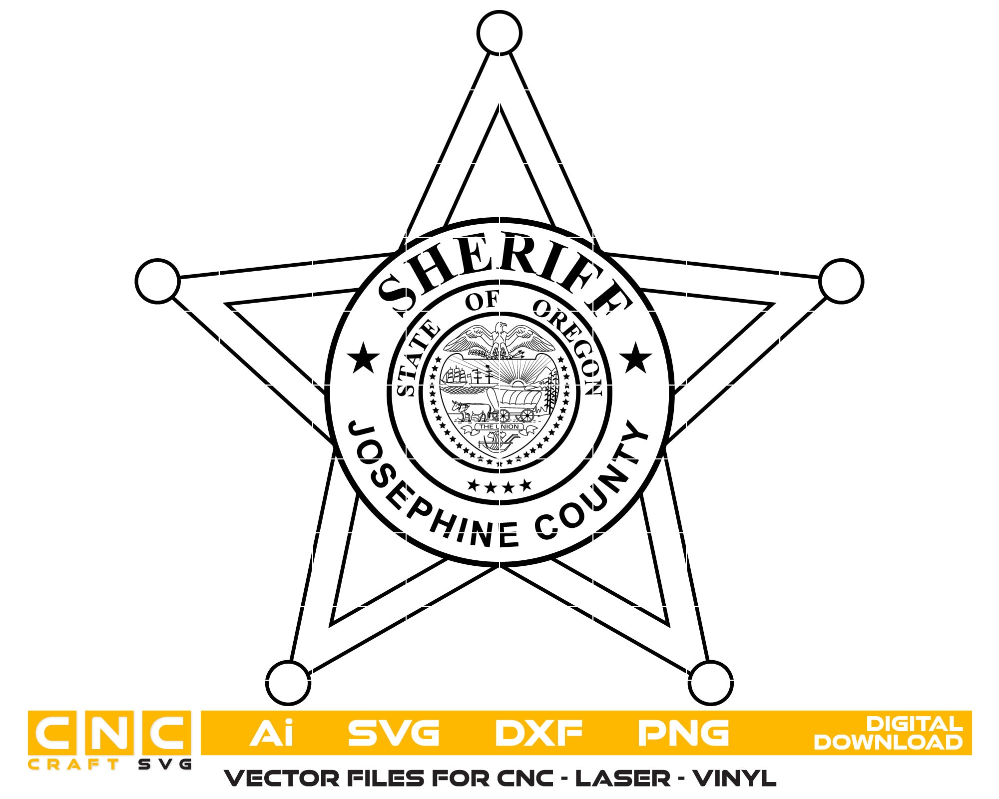Josephine County Sheriff Badge Vector Art, Ai,SVG, DXF, PNG, Digital Files