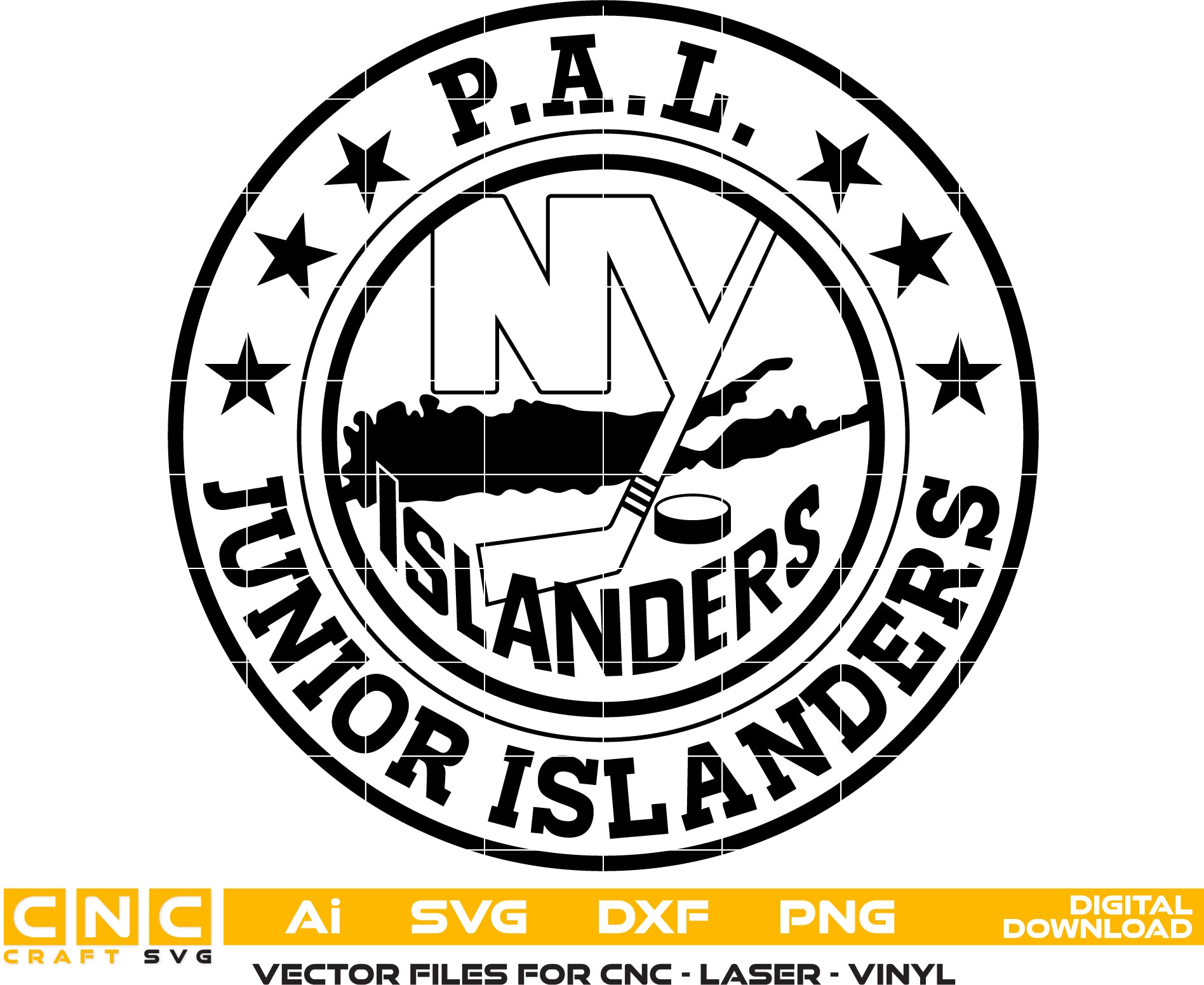 Junior Islanders Logo Vector art Svg/ Dxf/ Jpg/ Png/ and Ai files For laser engraving/ woodworking/ acrylic painting and all printing machines.