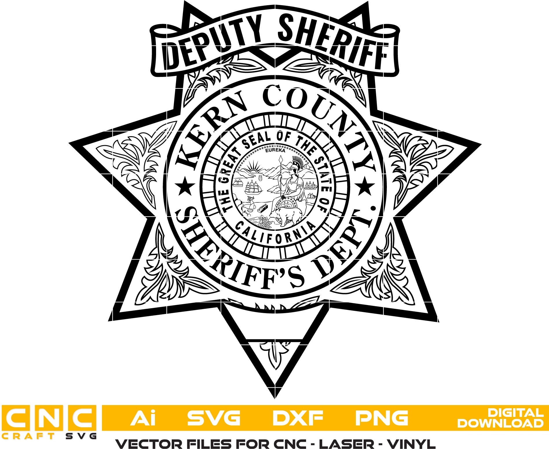 Kern County Deputy Sheriff Office Badge Vector art Digital file