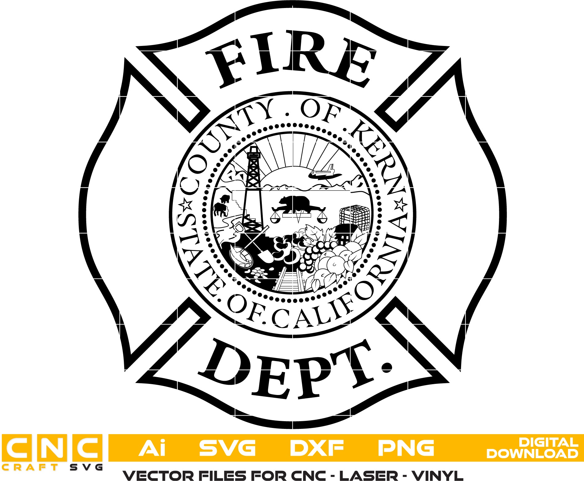 Kern County Fire Dept Badge Vector art Digital file