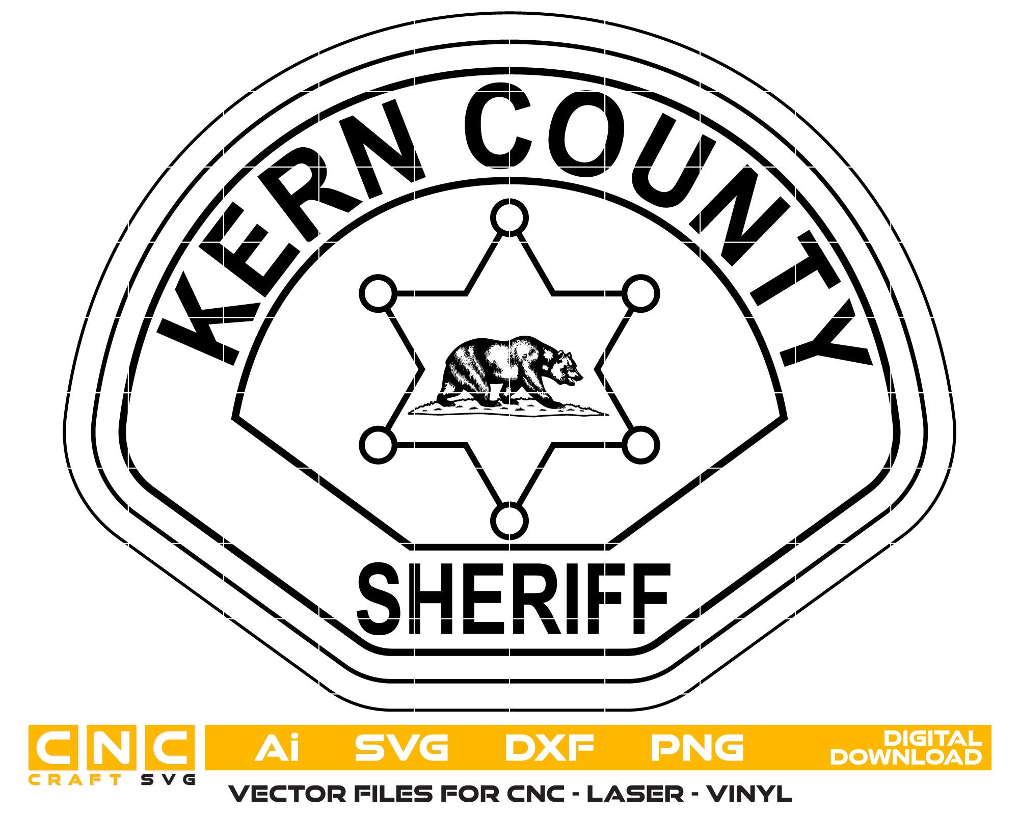 Kern County Sheriff Badge Vector Art, Ai,SVG, DXF, PNG, Digital Files
