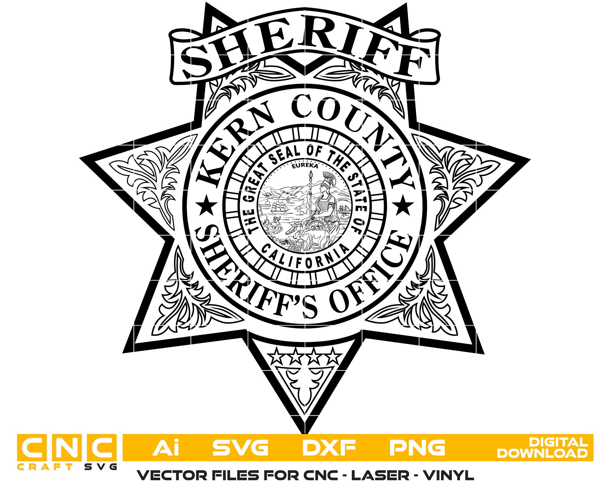 Kern County Sheriff Office Badge Vector Art, Ai,SVG, DXF, PNG, Digital