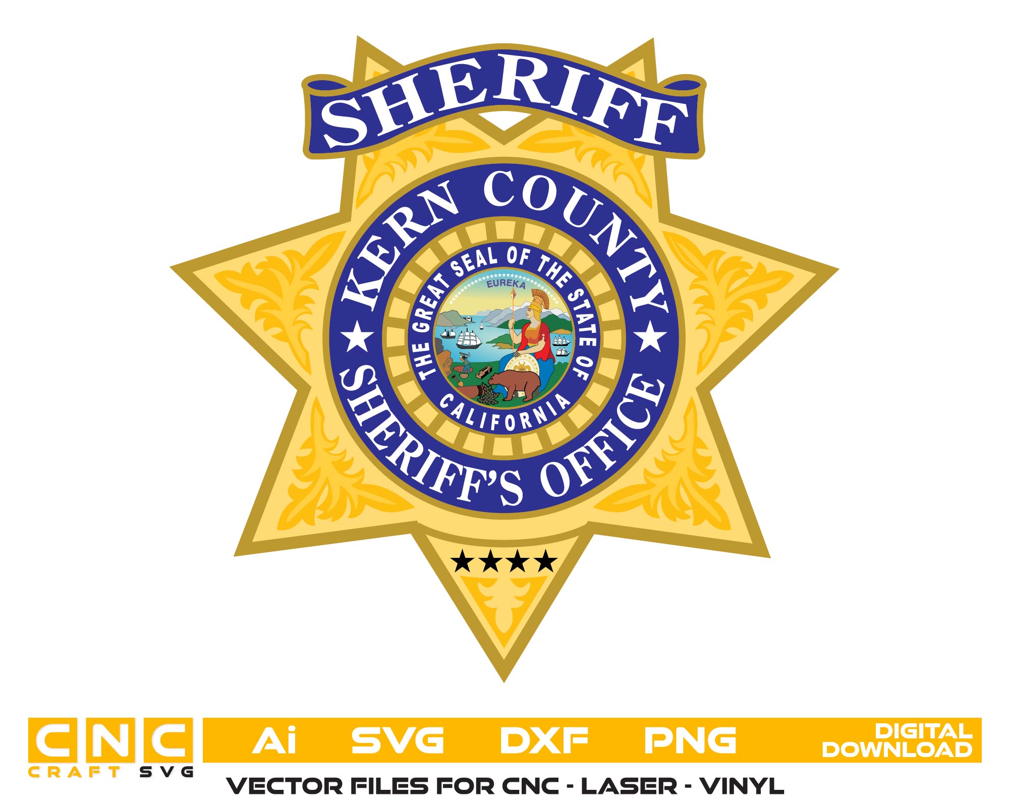 Kern County Sheriff Badge SVG, California Sheriff Badge Color Vector, Kern County Police Badge SVG, Law Enforcement Emblem, Sheriff Seal Color File, CA Sheriff Logo SVG