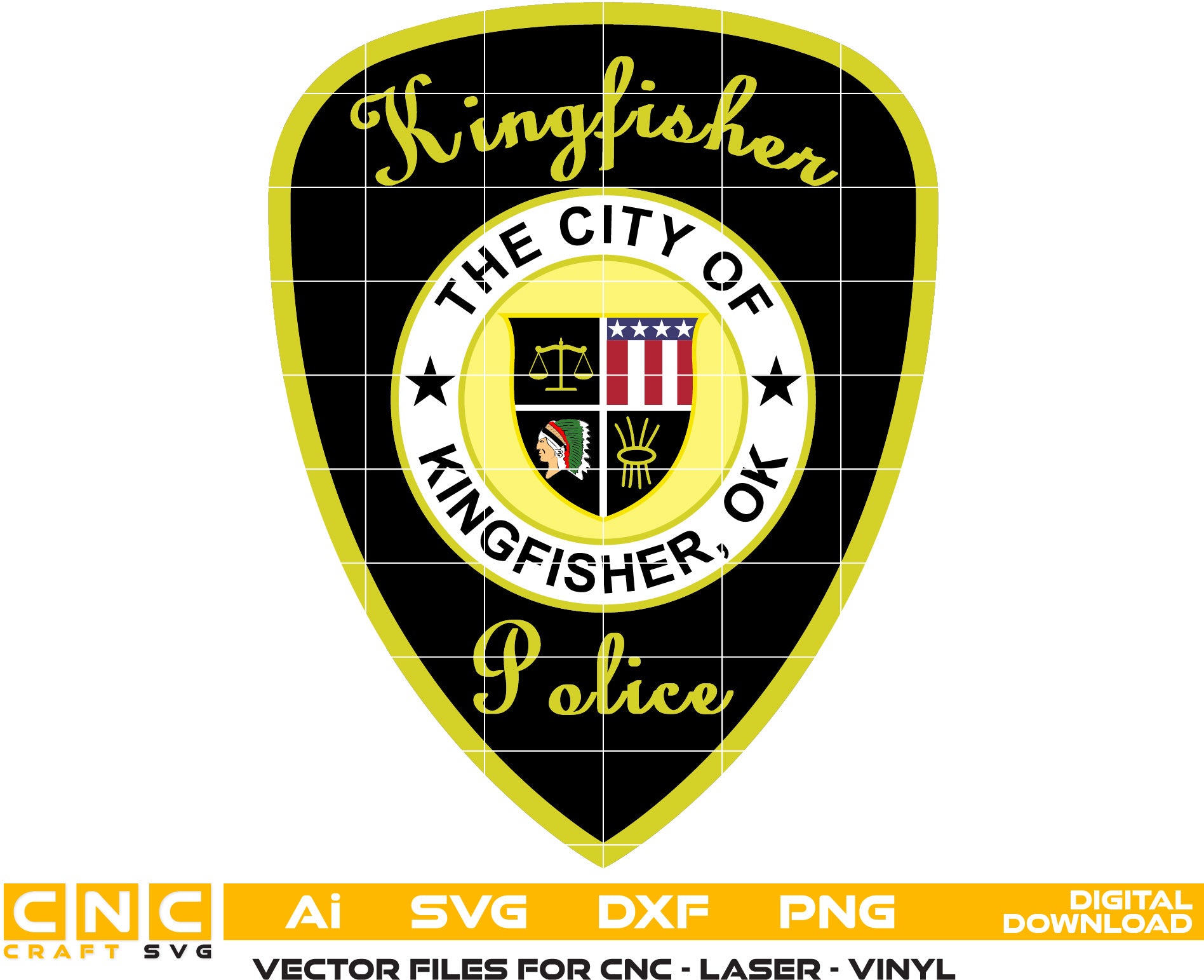 Kingfisher Police Logo vector file for Printing, Laser Engraving, Woodworking, CNC Router, Cricut, Ezecad etc.