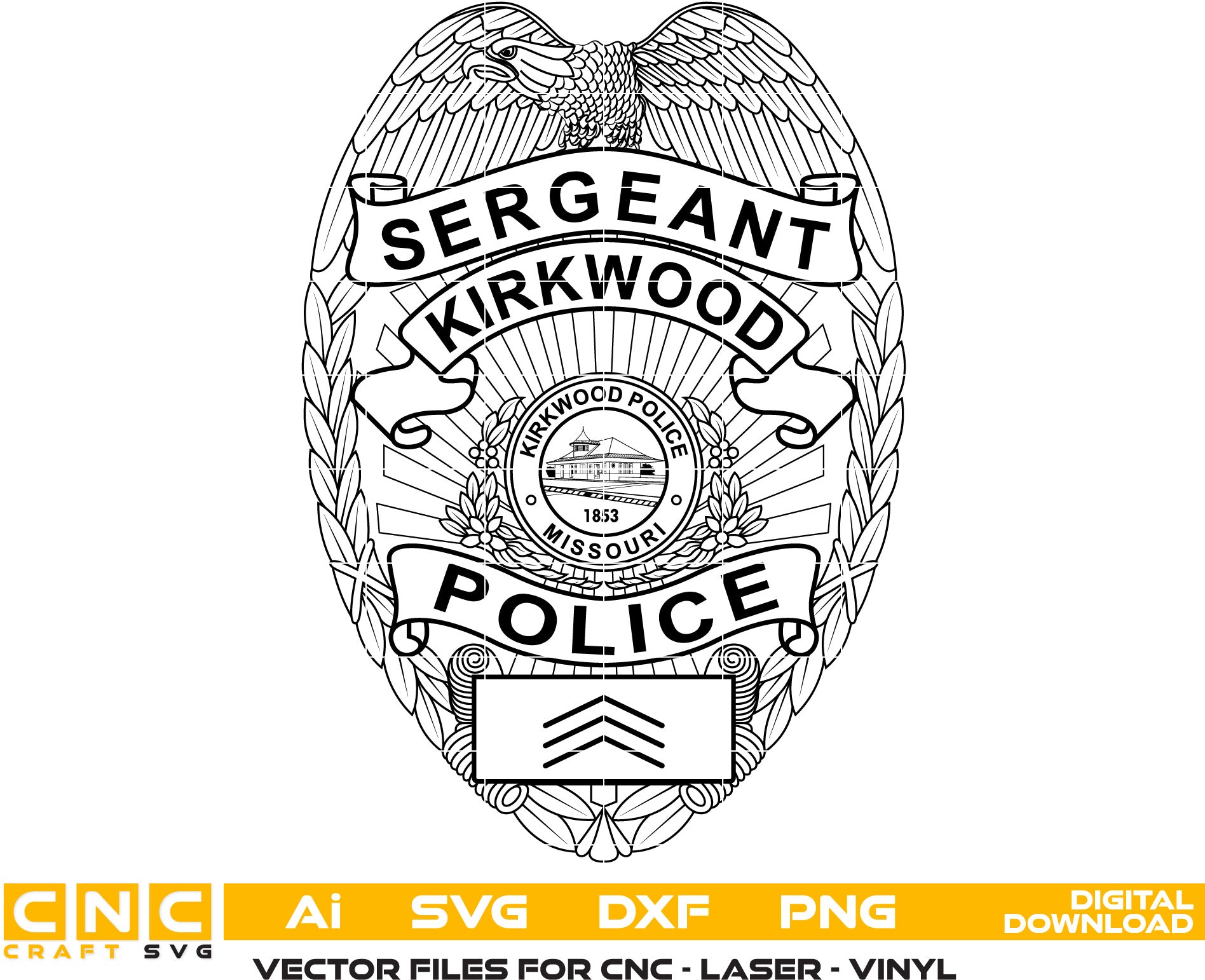 Kirkwood Police Badge, Kirkwood vector art, Police Badge Digital File