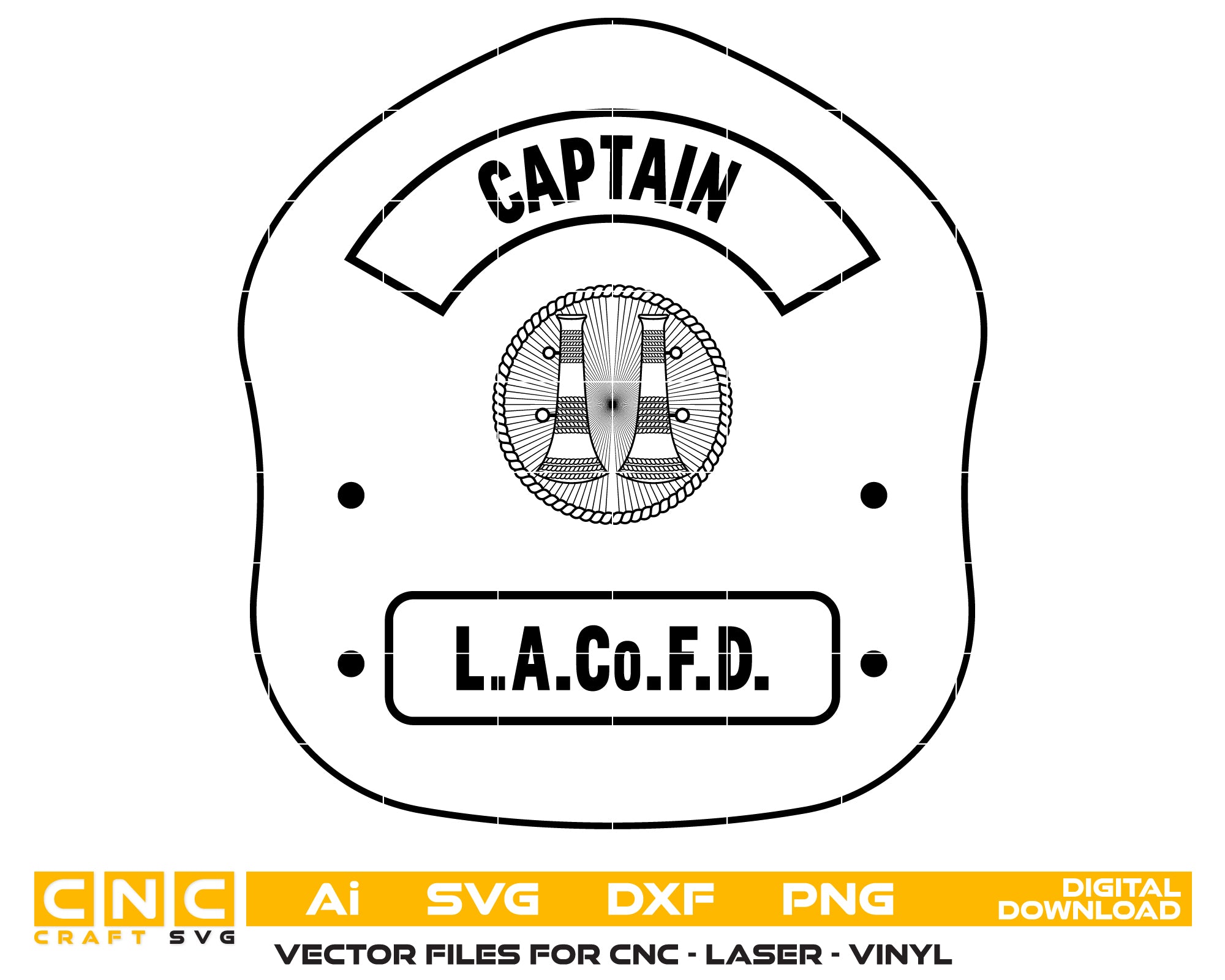 L.A. County Fire Captain Helmet Shield Badge SVG, Firefighter Emblem Vector, Los Angeles County Fire Badge, Fire Captain Shield SVG, L.A. Fire Department Emblem