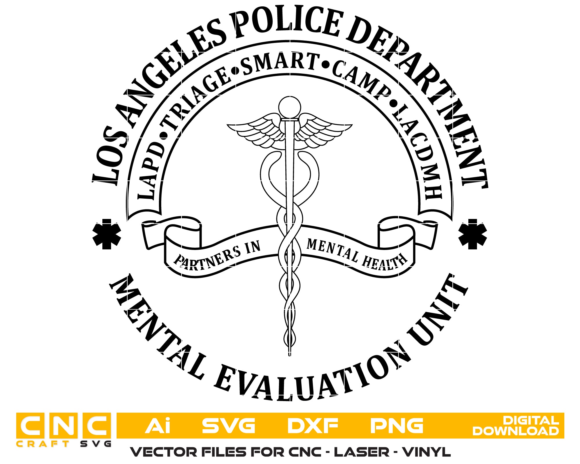 LAPD Mental Evaluation Unit Logo SVG, Los Angeles Police Department Logo, LAPD MEU Emblem Vector, LAPD Mental Health Unit Patch, Police Division Badge SVG