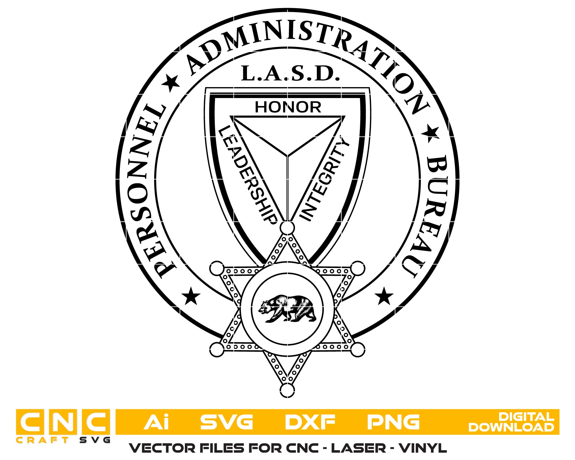 LASD Personnel Administration Bureau Emblem SVG, Los Angeles County Sheriff Logo, LASD Admin Bureau Vector, LASD Emblem Design, LASD Department Badge