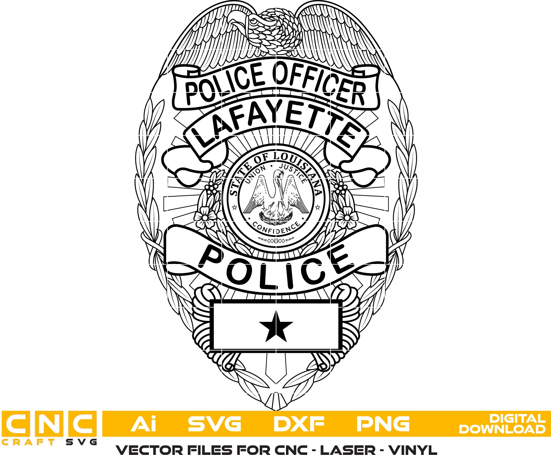 Lafayette Police Officer Badge, Louisiana Police Badge, Lafayette Police vector art