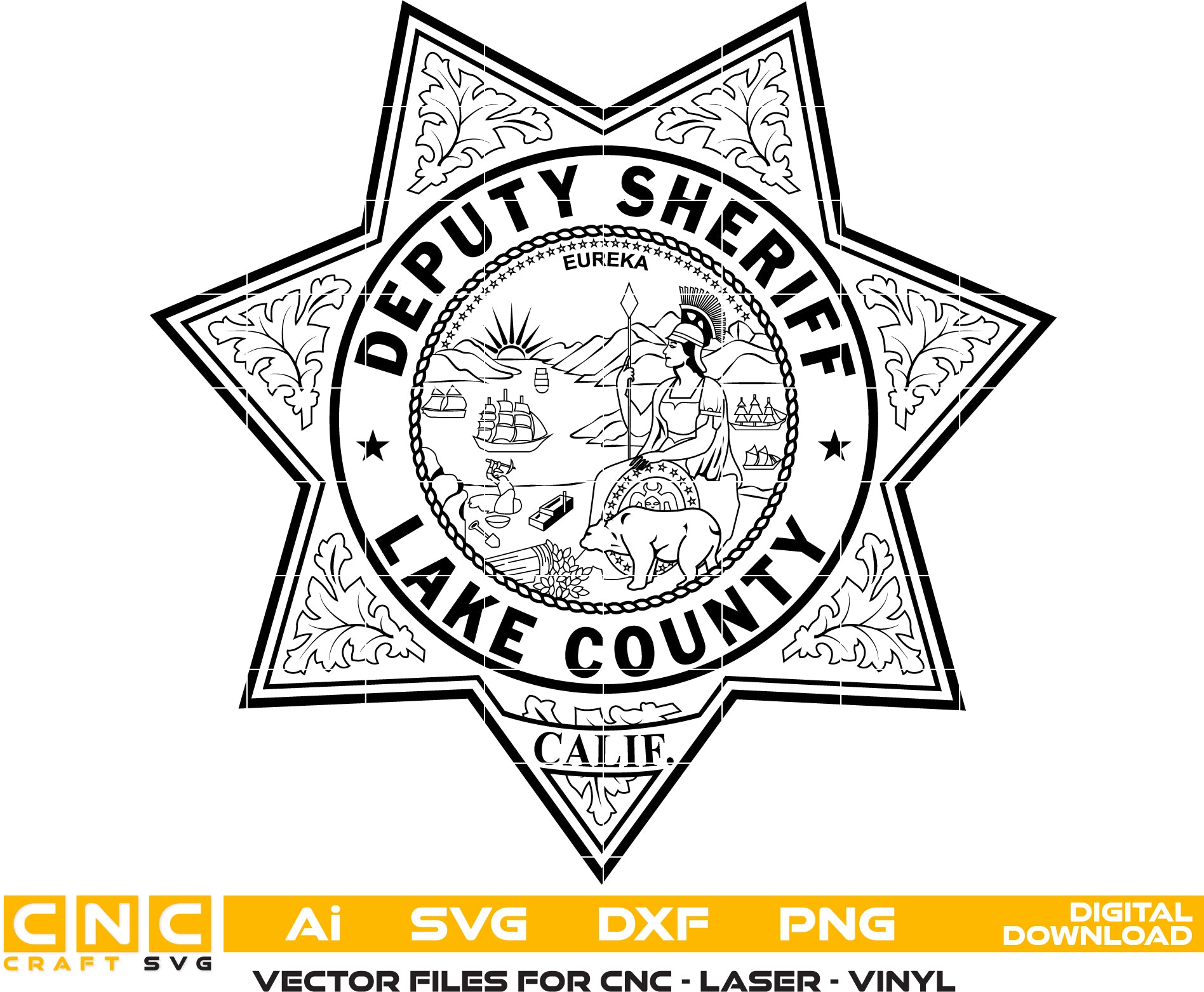 Lake County Deputy Sheriff Badge Vector art Digital file