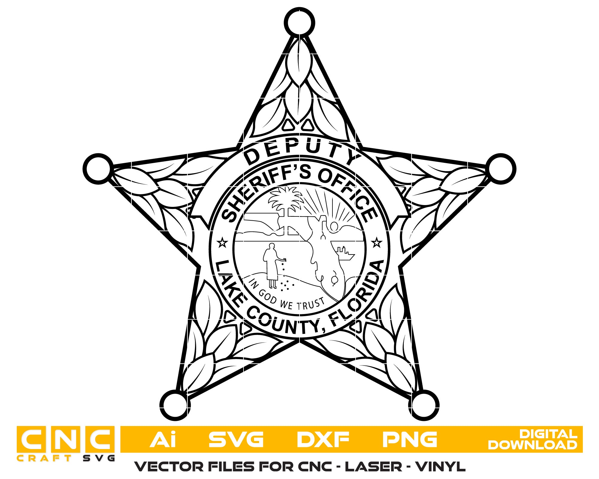 Lake County Sheriff Badge Vector Art, Ai,SVG, DXF, PNG, Digital Files