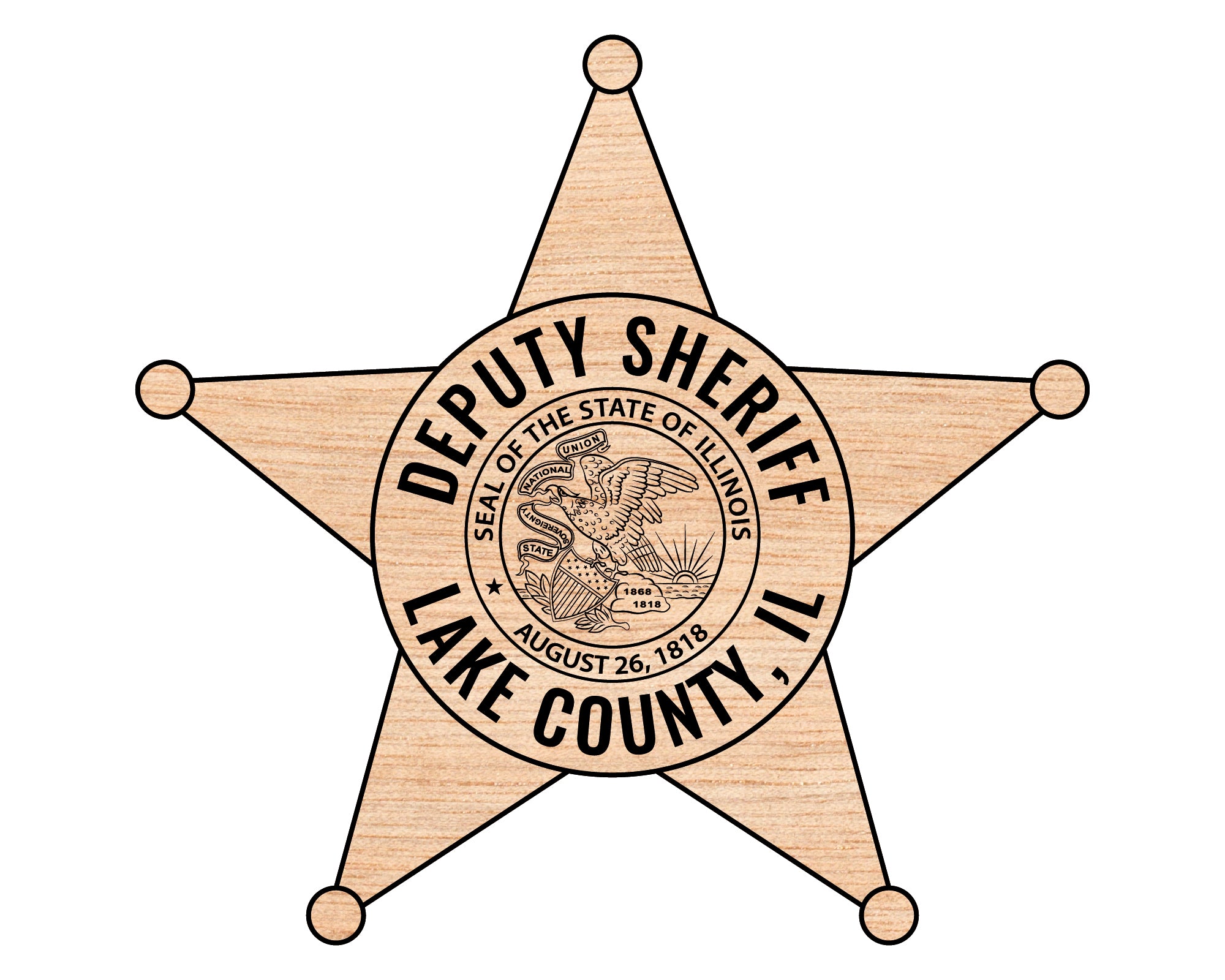 Lake County Sheriff Badge SVG, Illinois Deputy Sheriff Vector, Law Enforcement Badge File, Police Badge Engraving SVG, Sheriff Star SVG