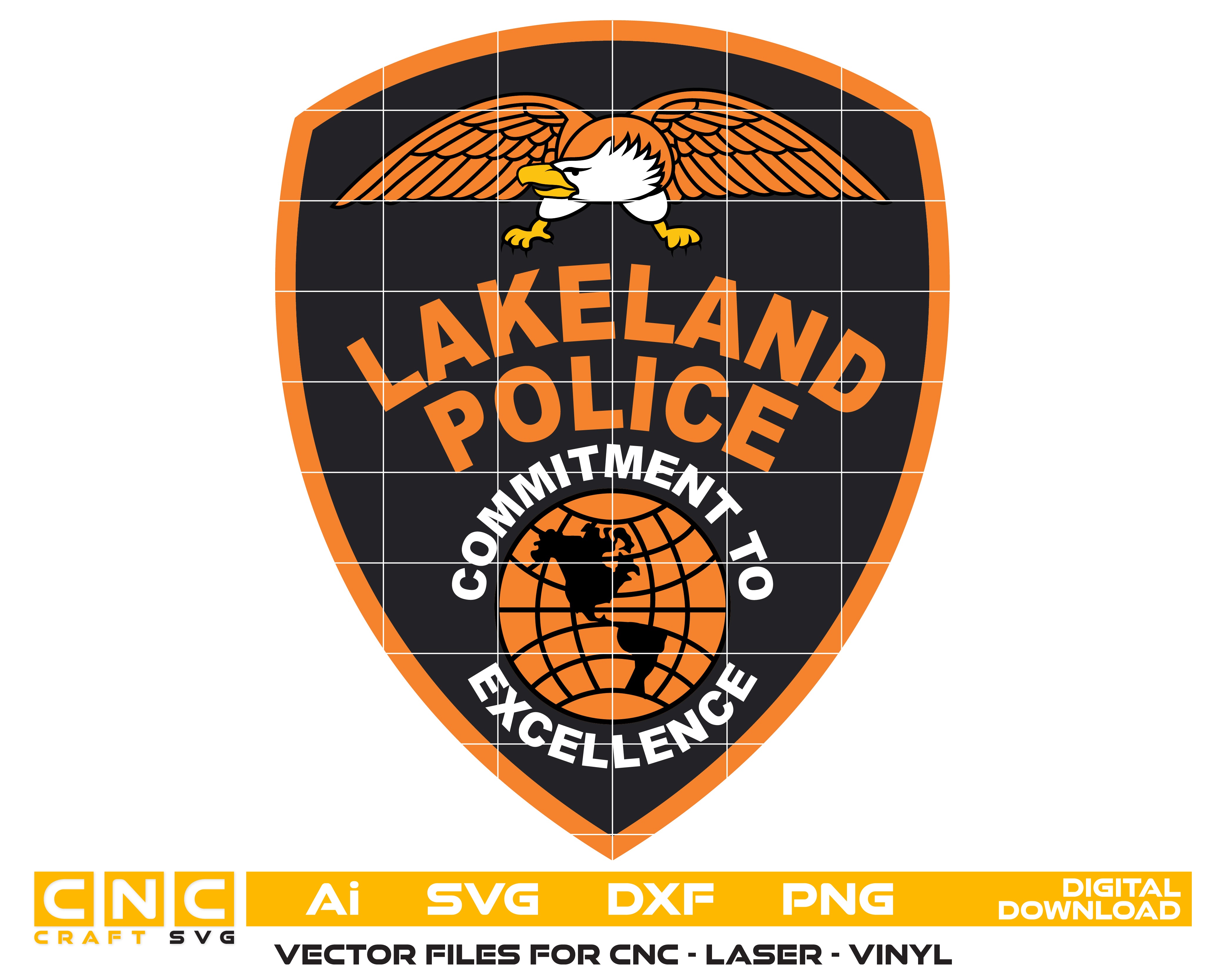 Lakeland Police Shoulder Patch SVG, Lakeland Florida Police Patch Vector, Police Patch Color File, Law Enforcement Shoulder Patch SVG, Lakeland PD Patch Printing Vector, Embroidered Police Patch Design