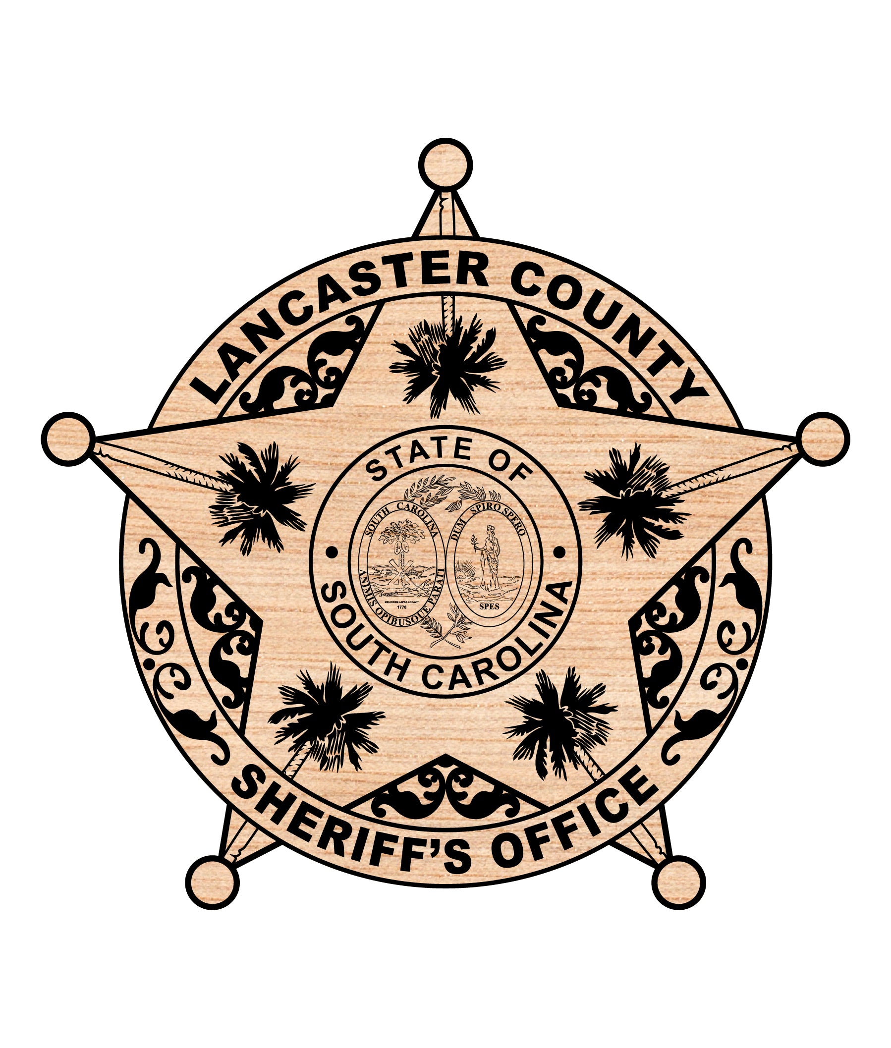 Lancaster County Sheriff’s Office Badge SVG digital download, South Carolina sheriff emblem vector design for Cricut, Silhouette, CNC, engraving, and law enforcement crafts.