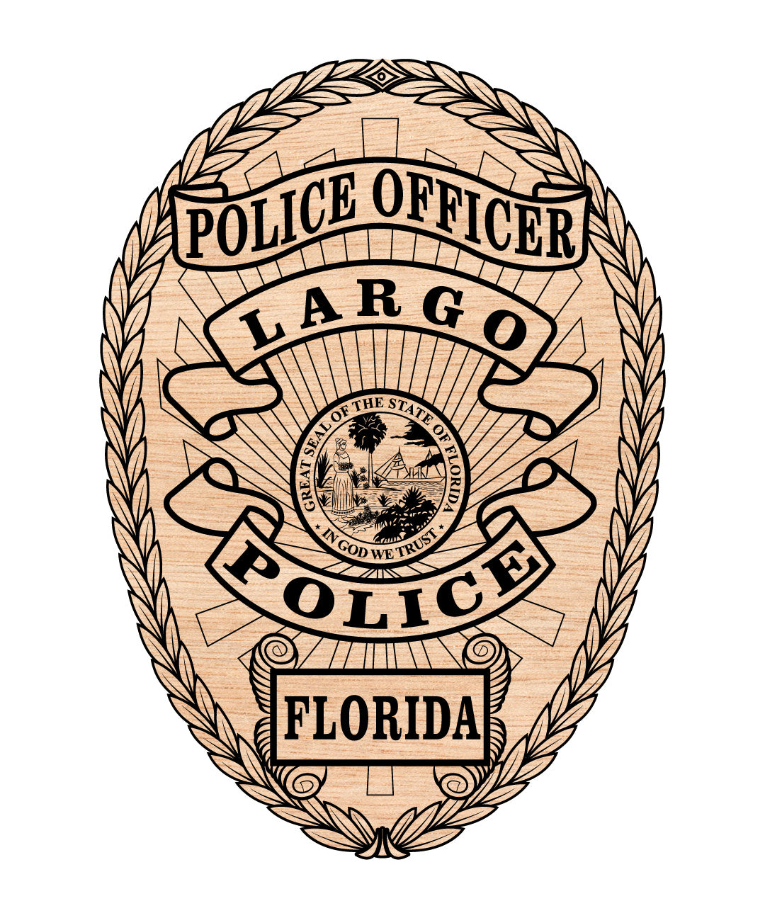 Largo FL Police Officer Badge SVG, Largo Florida Police Badge Vector, Police Officer Badge SVG, Law Enforcement Badge Emblem, Police Shield Vector, Badge Engraving File