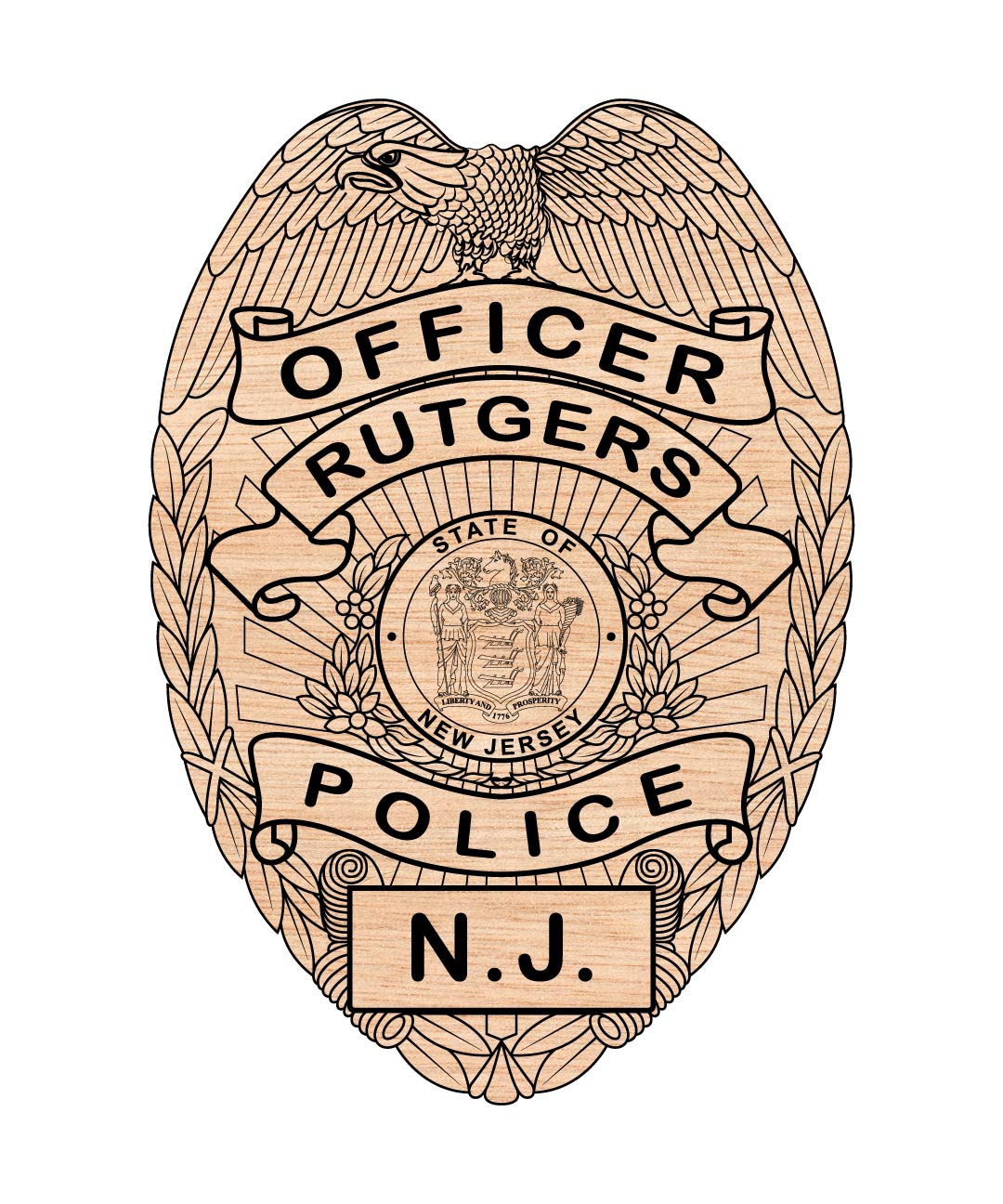 Rutgers Police Badge SVG, Rutgers University Police Vector, Law Enforcement Badge Design, Campus Police Emblem SVG, Officer Shield Vector, Engraving Badge File