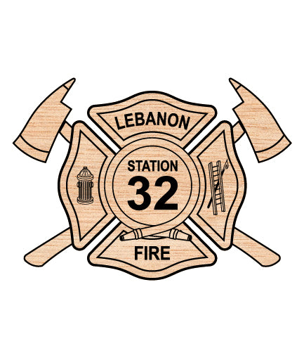 Lebanon Fire Department 32 Station Badge SVG, Station 32 Fire Badge Vector, Lebanon FD Badge Emblem, Firefighter Badge SVG, Fire Department Vector File
