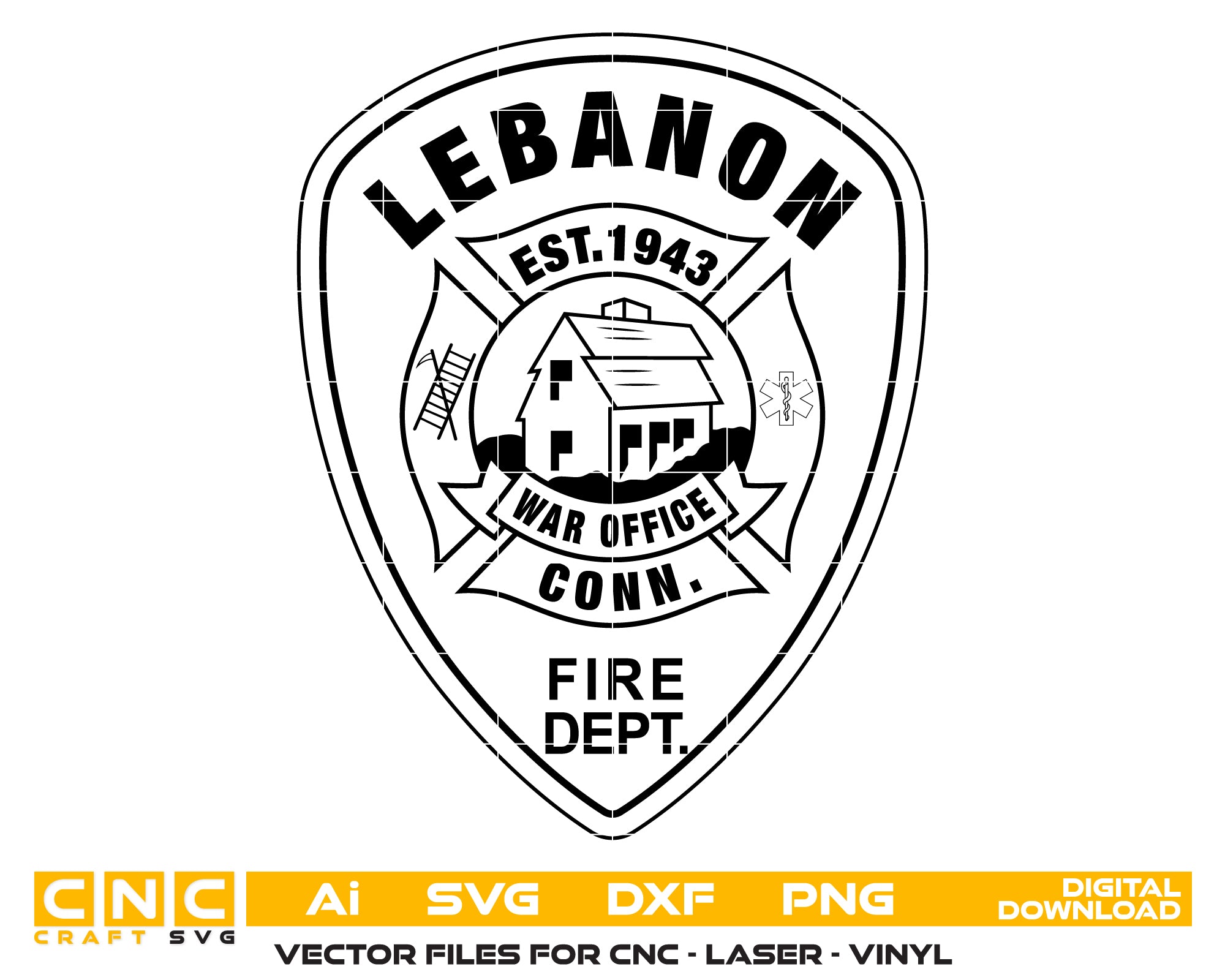 Lebanon War Office Fire Dept Patch SVG, Fire Department Patch Vector F