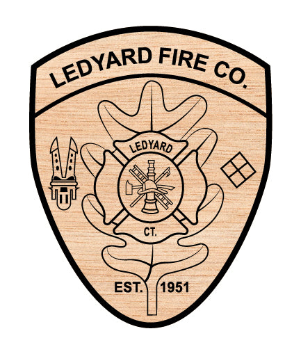 Ledyard Fire Company Patch SVG digital download, Connecticut fire department emblem vector design for Cricut, Silhouette, CNC, engraving, and firefighter crafts.