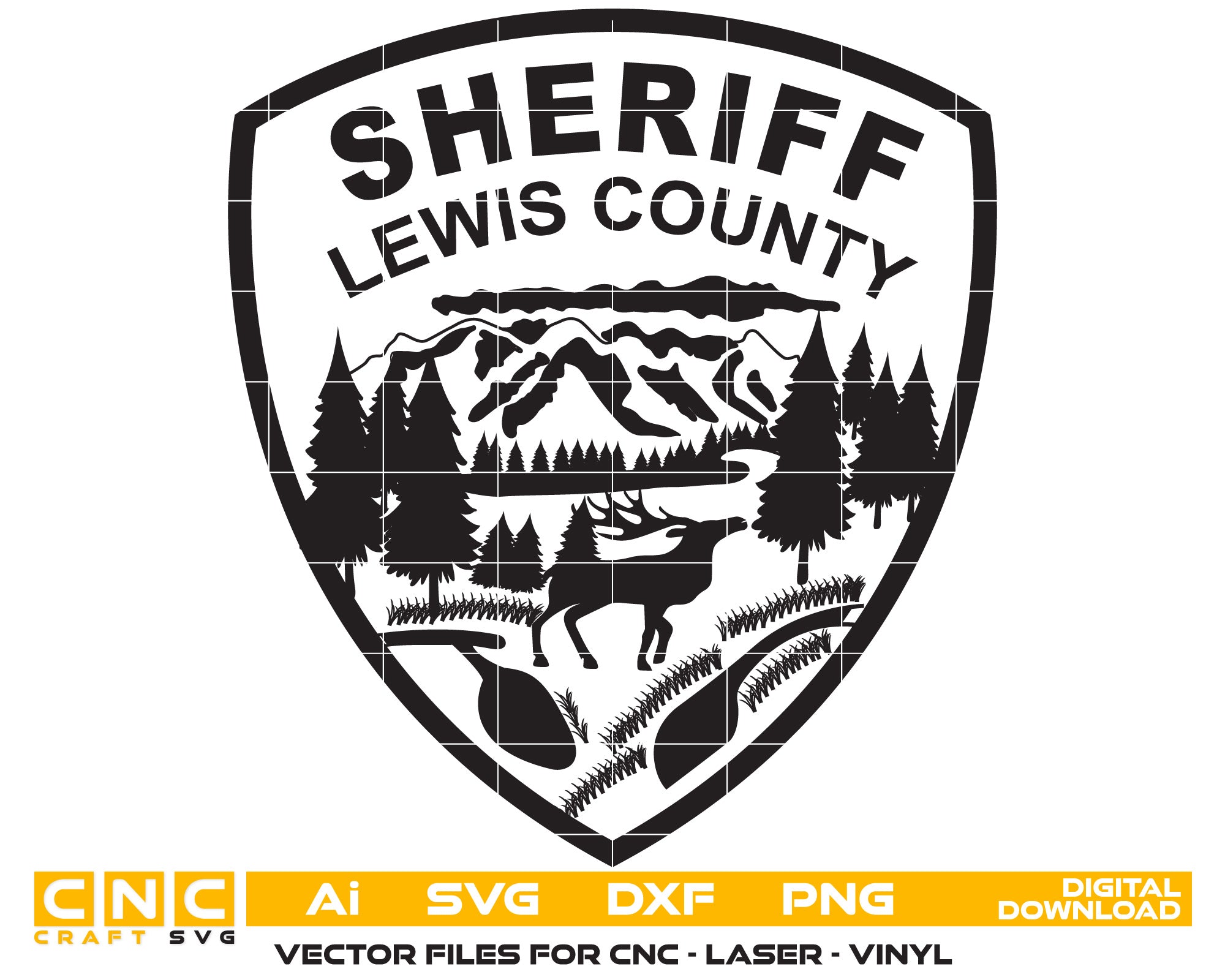 Lewis County Sheriff Vector Art, Ai,SVG, DXF, PNG, Digital Files