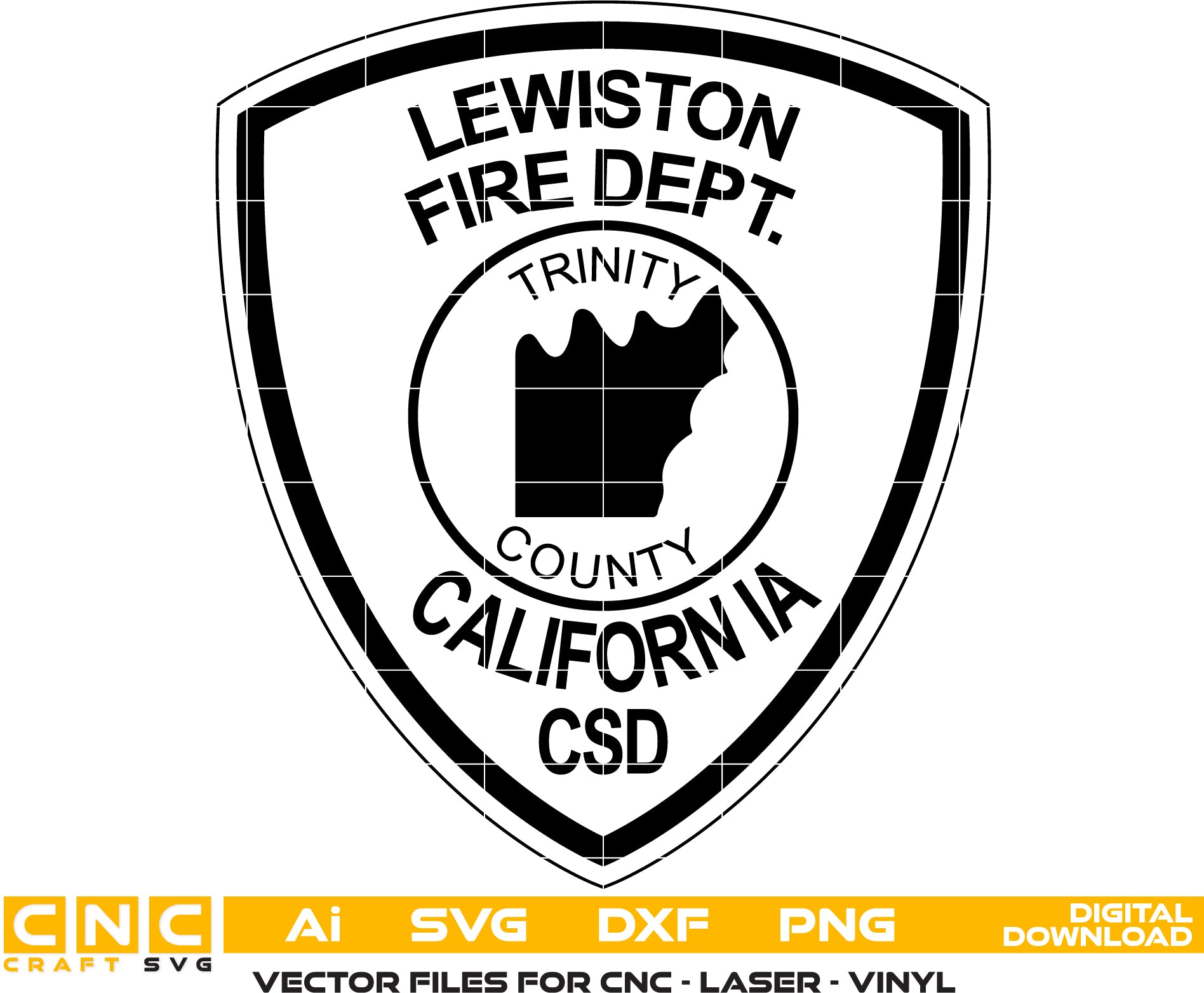 Lewiston Fire Dept. California Badge Vector art Digital file