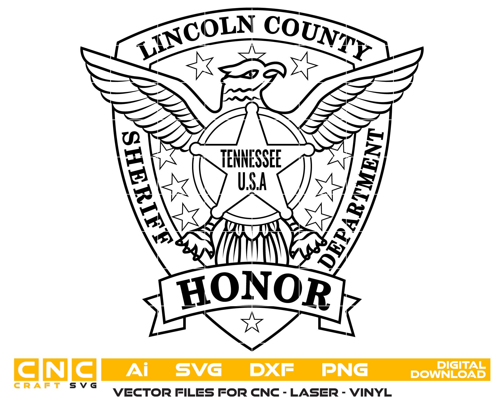 Lincoln County Sheriff Badge Vector Art, Ai,SVG, DXF, PNG, Digital Files