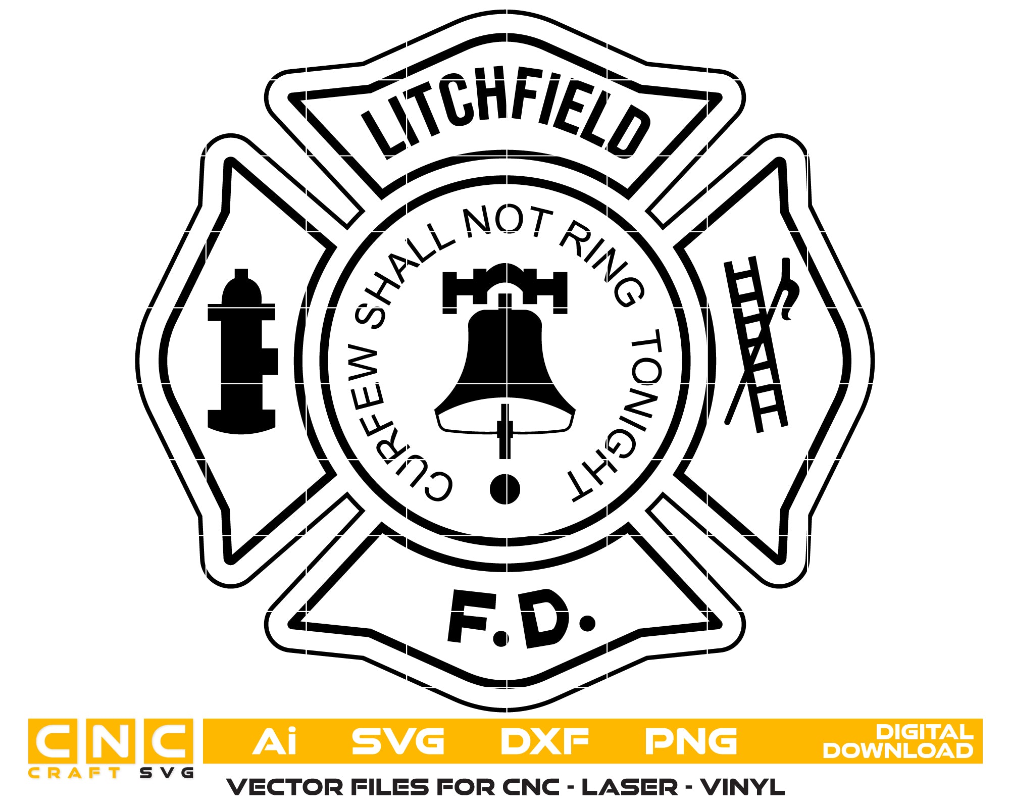 Litchfield Fire Department Badge SVG, Fire Department Badge Vector, Litchfield Fire Badge, Firefighter Badge SVG, Fire Department Badge Vector