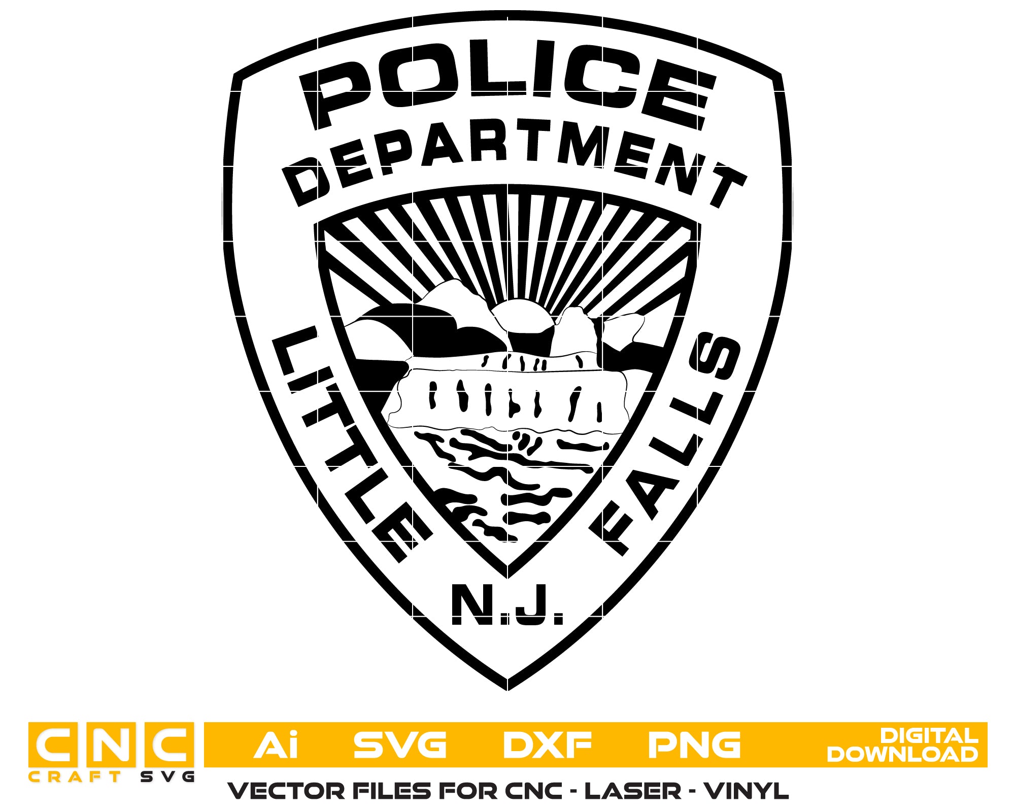 Little Falls NJ Police Patch SVG, New Jersey Police Logo Vector, Little Falls Police Badge SVG, NJ Law Enforcement Patch SVG, Police Shield Vector File