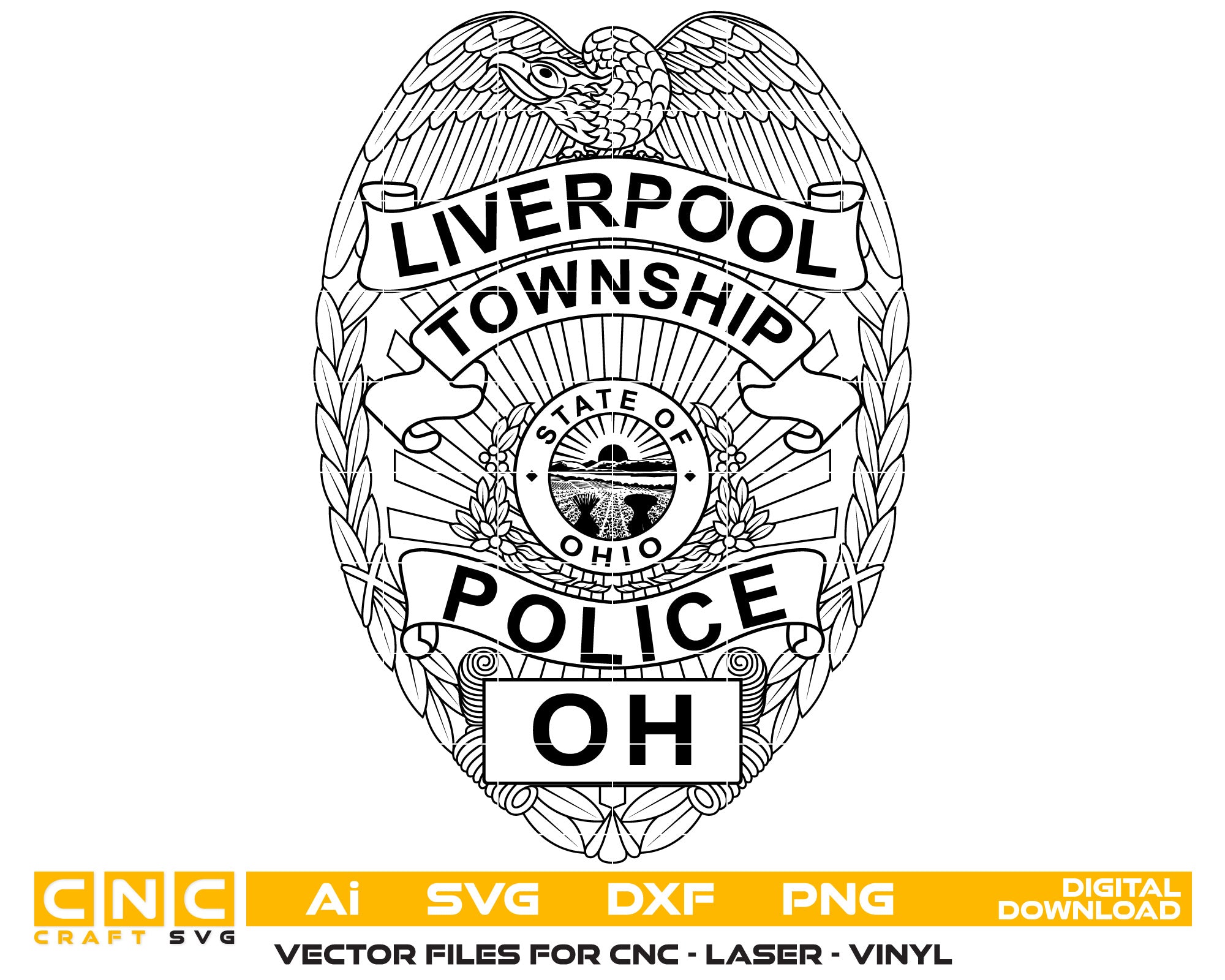 Liverpool Township Police Patch Vector Art, Ai,SVG, DXF, PNG, Digital Files