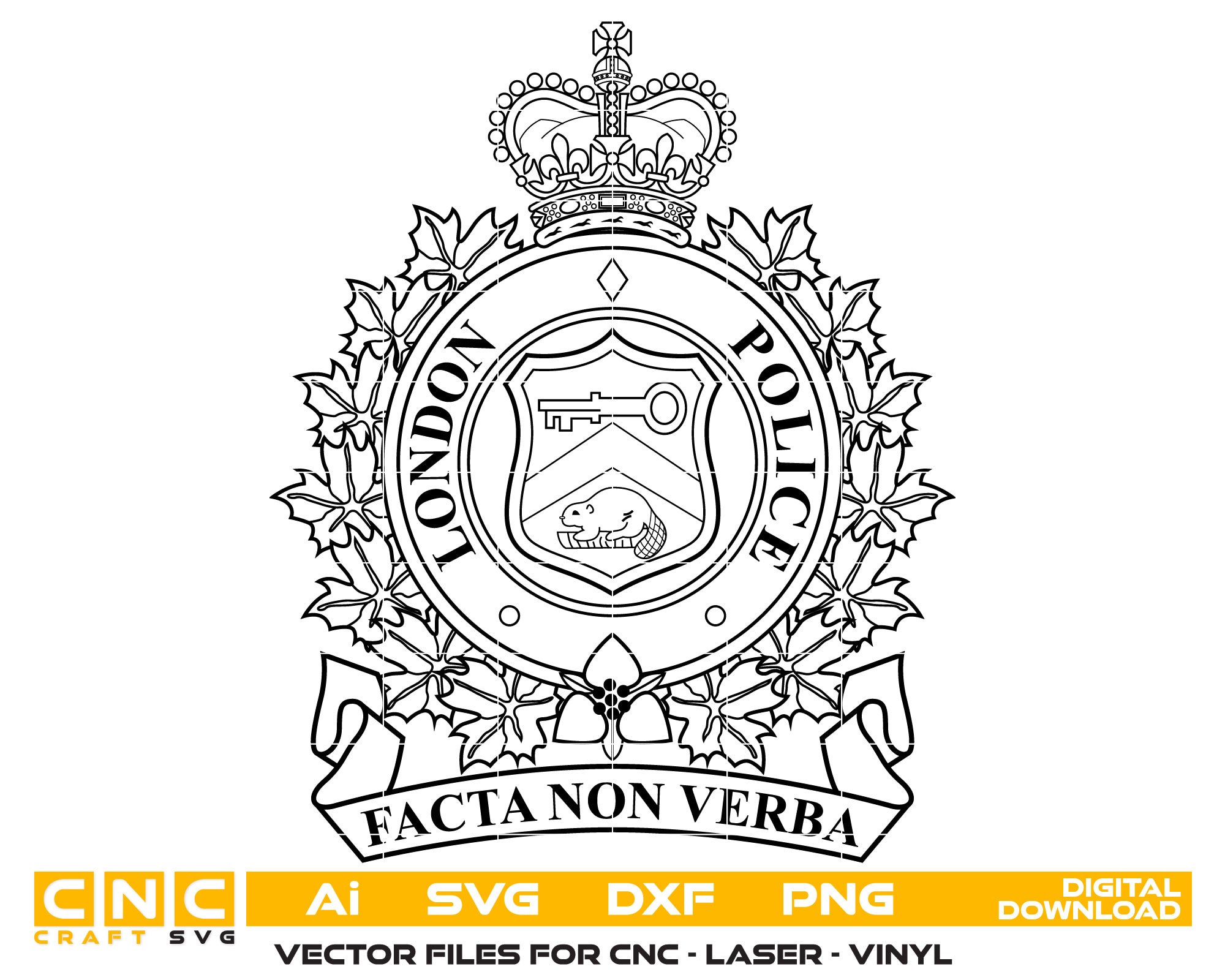 London Police Badge Vector Art, Ai,SVG, DXF, PNG, Digital Files