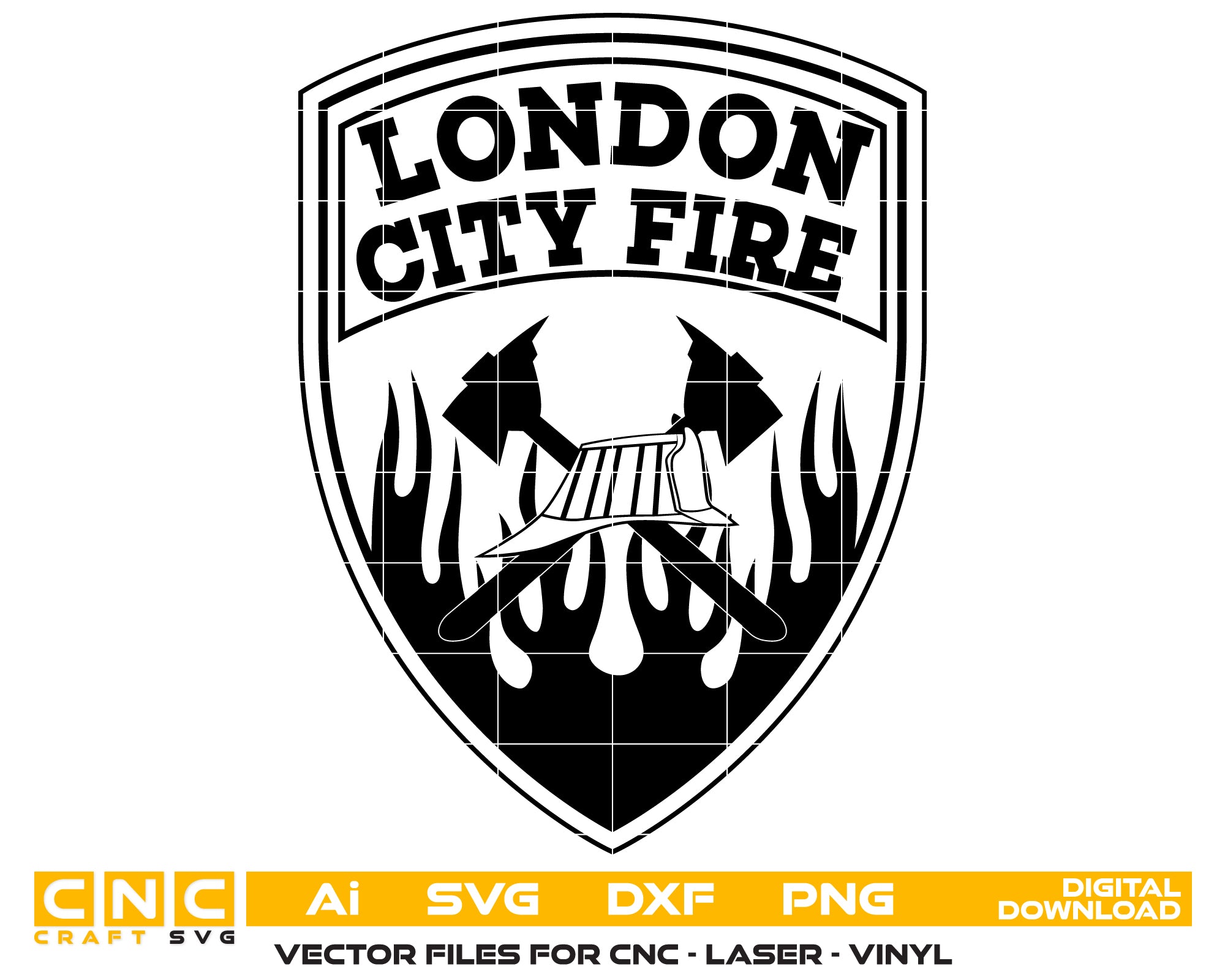 London City Fire Dept. Patch SVG, Fire Department Patch Vector, London City Fire Badge, Firefighter Patch SVG, Fire Department Patch Vector