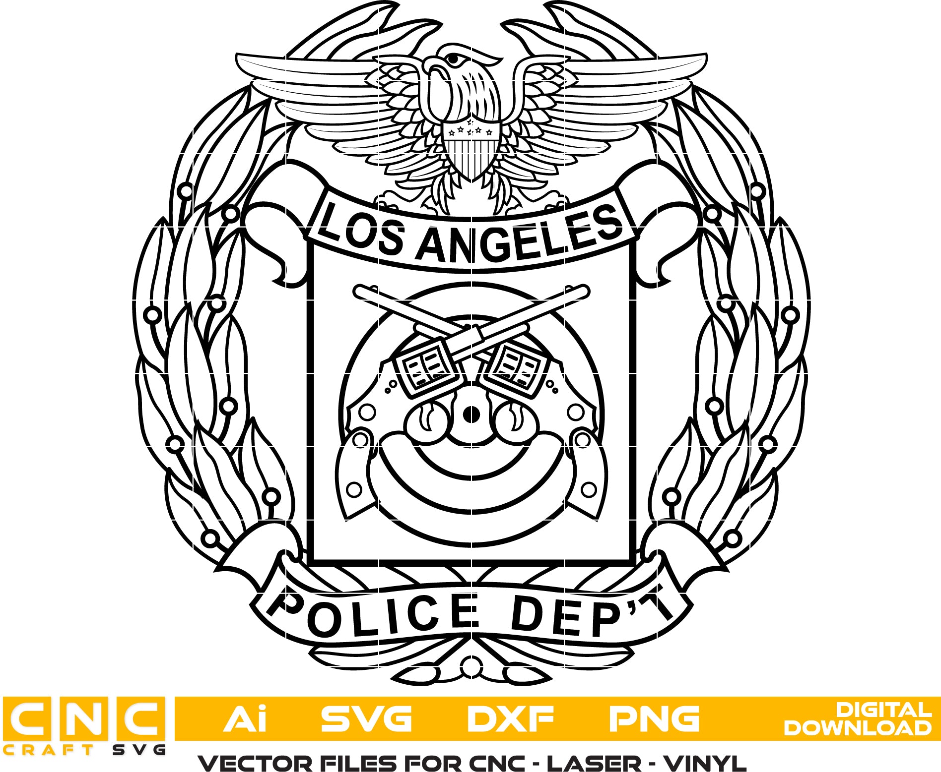 Los Angeles Police Department shooting medal Vector art Svg/ Dxf/ Jpg/ Png/ and Ai files For laser engraving/ woodworking/ acrylic painting and all printing machines.