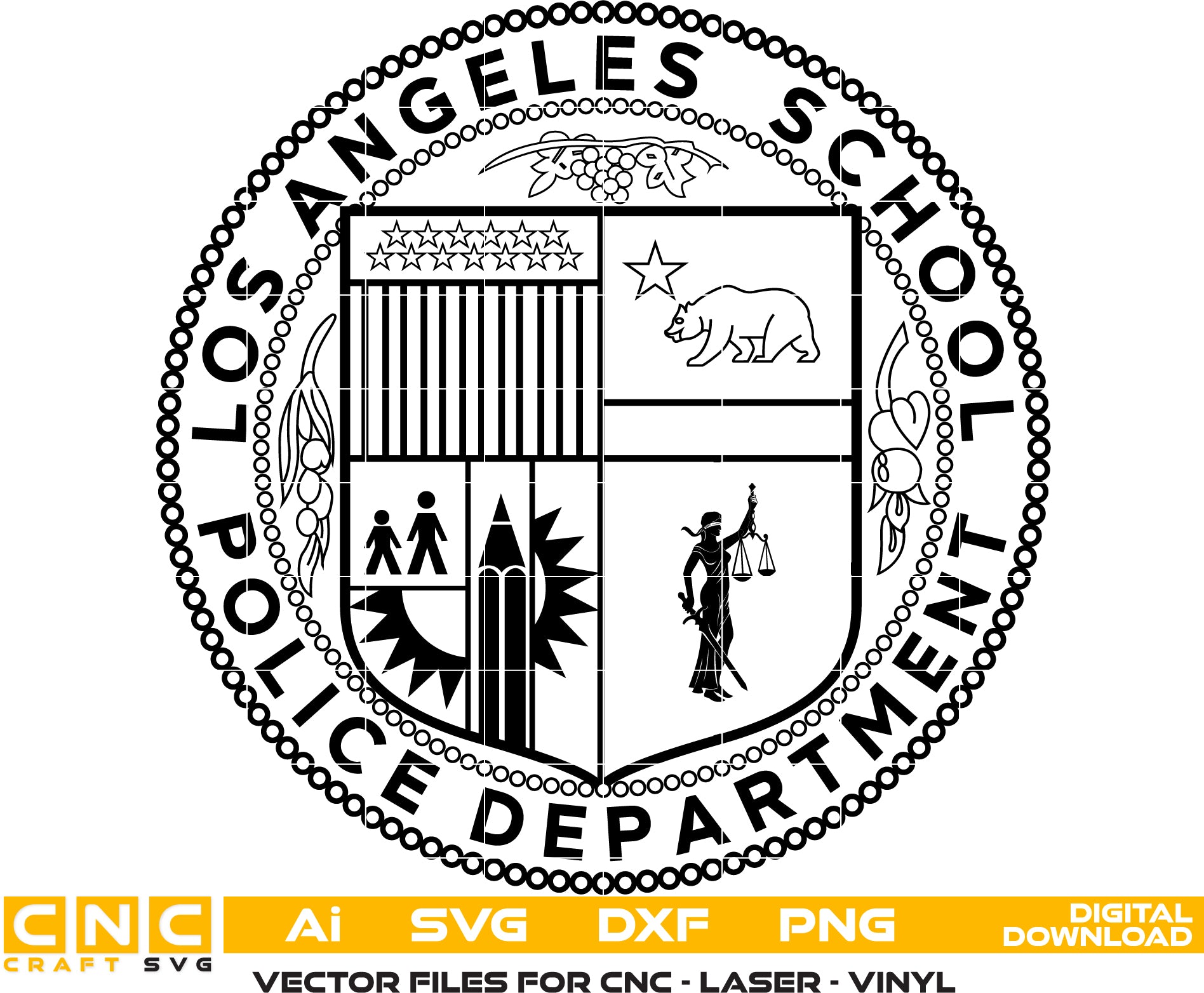 Los Angeles School Police Logo Vector - SVG, DXF, PNG for Laser Engraving & More