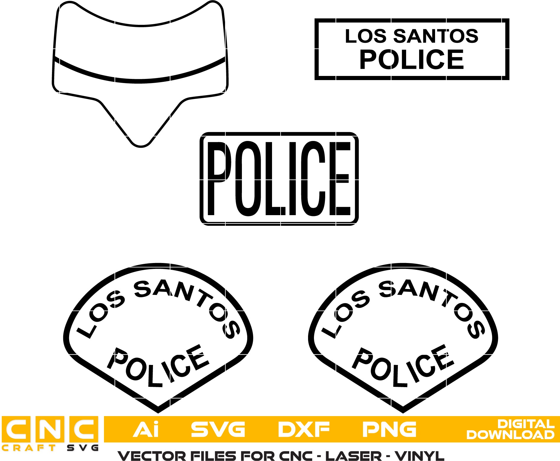 Los Santos Police Patch/ Badge Vector art Svg/ Dxf/ Jpg/ Png/ and Ai files For laser engraving/ woodworking/ acrylic painting and all printing machines.