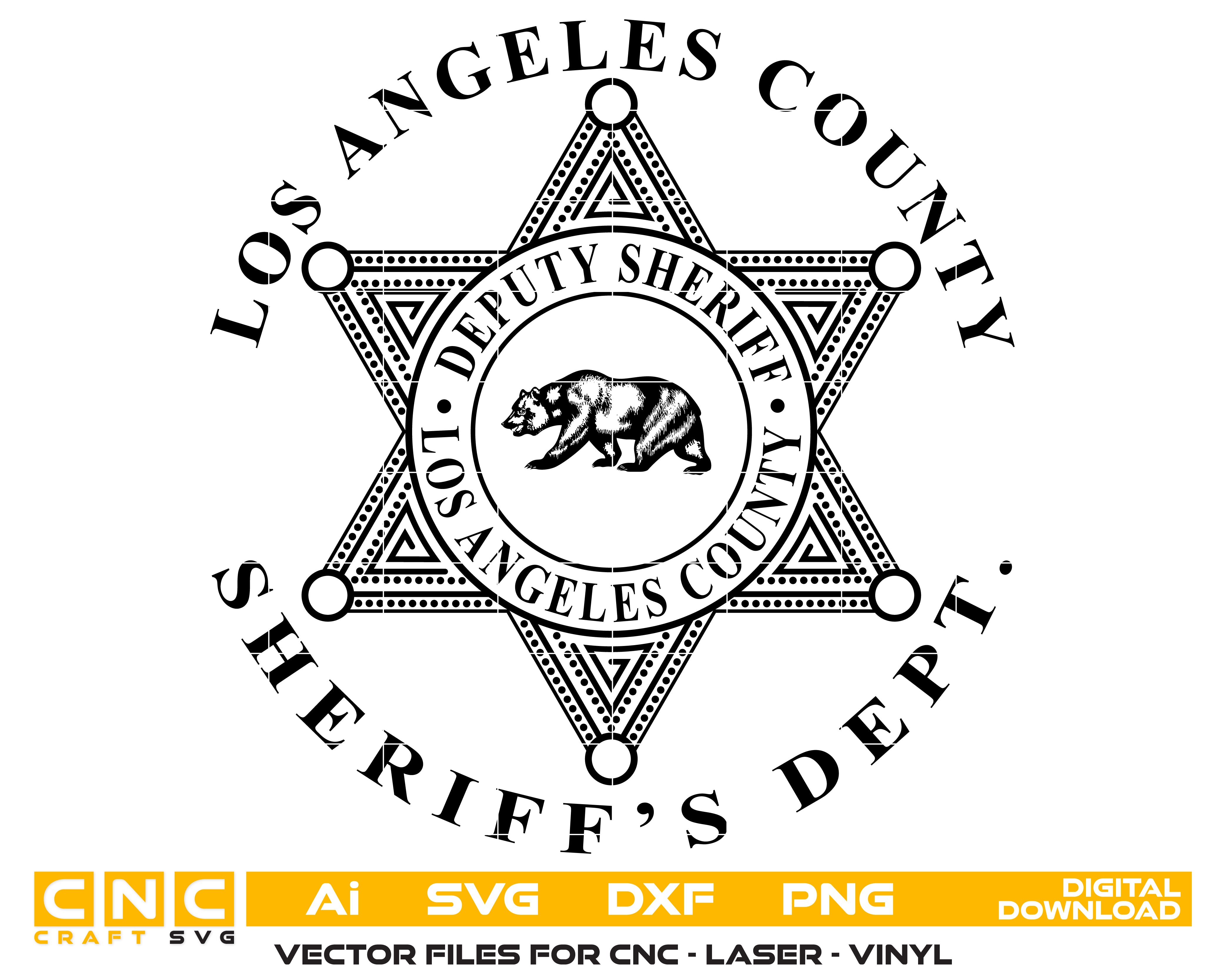 Los Angeles County Deputy Sheriff Badge SVG, LA County Sheriff Badge Vector, California Deputy Sheriff Badge, Law Enforcement Badge SVG, Sheriff Officer Badge Vector File