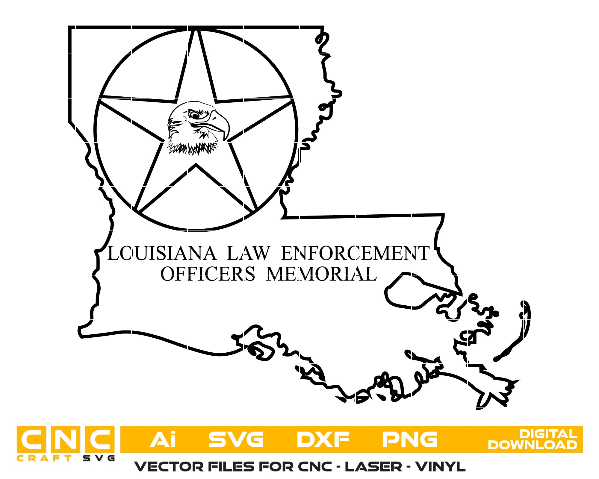 Louisiana Law Enforcement Officers Memorial Vector Art, Ai,SVG, DXF, PNG, Digital Files