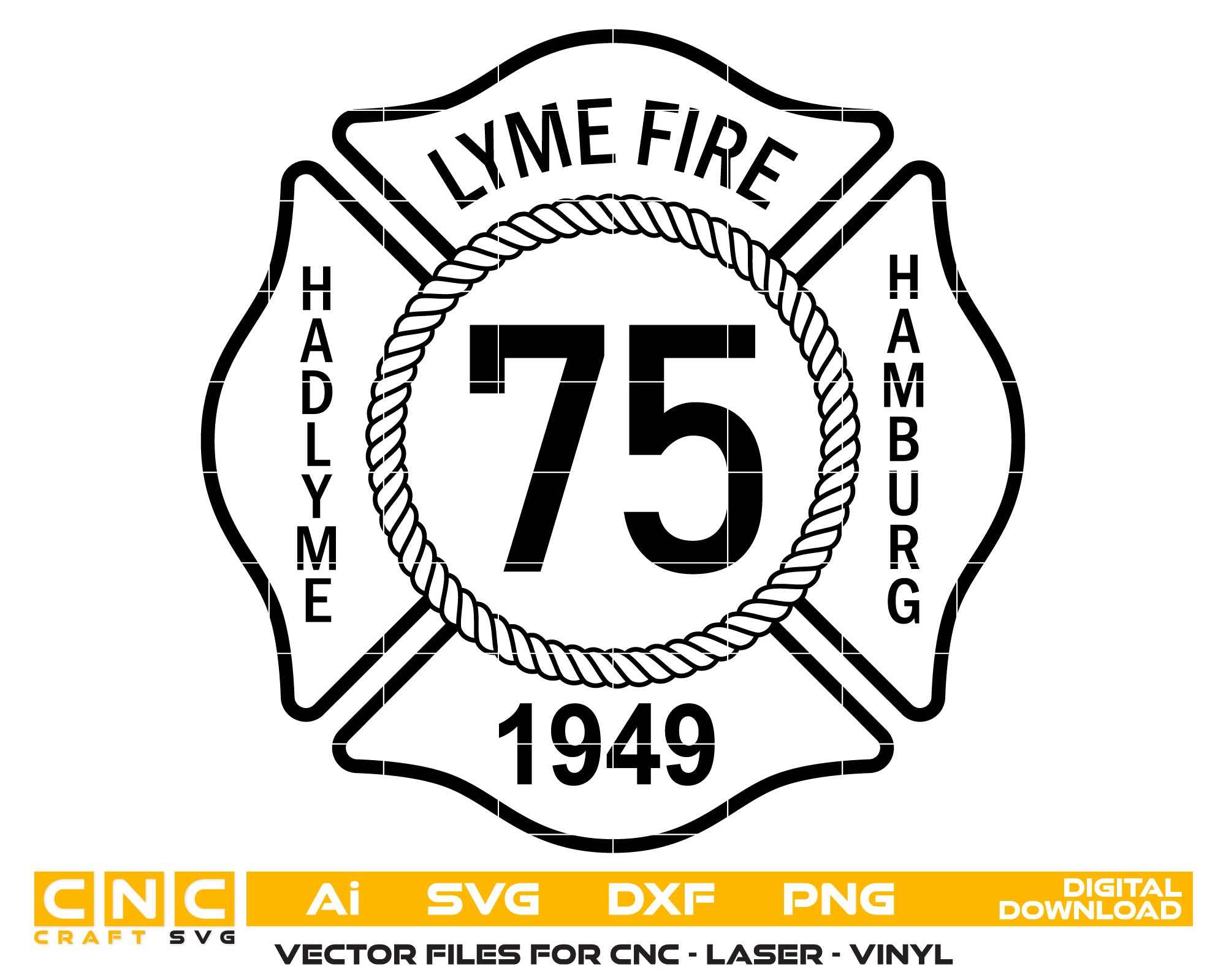Lyme Fire Company Badge SVG, Lyme CT Firefighter Badge Vector, Lyme Fire Department Emblem, Firefighter Badge SVG, Fire Department Badge Vector File