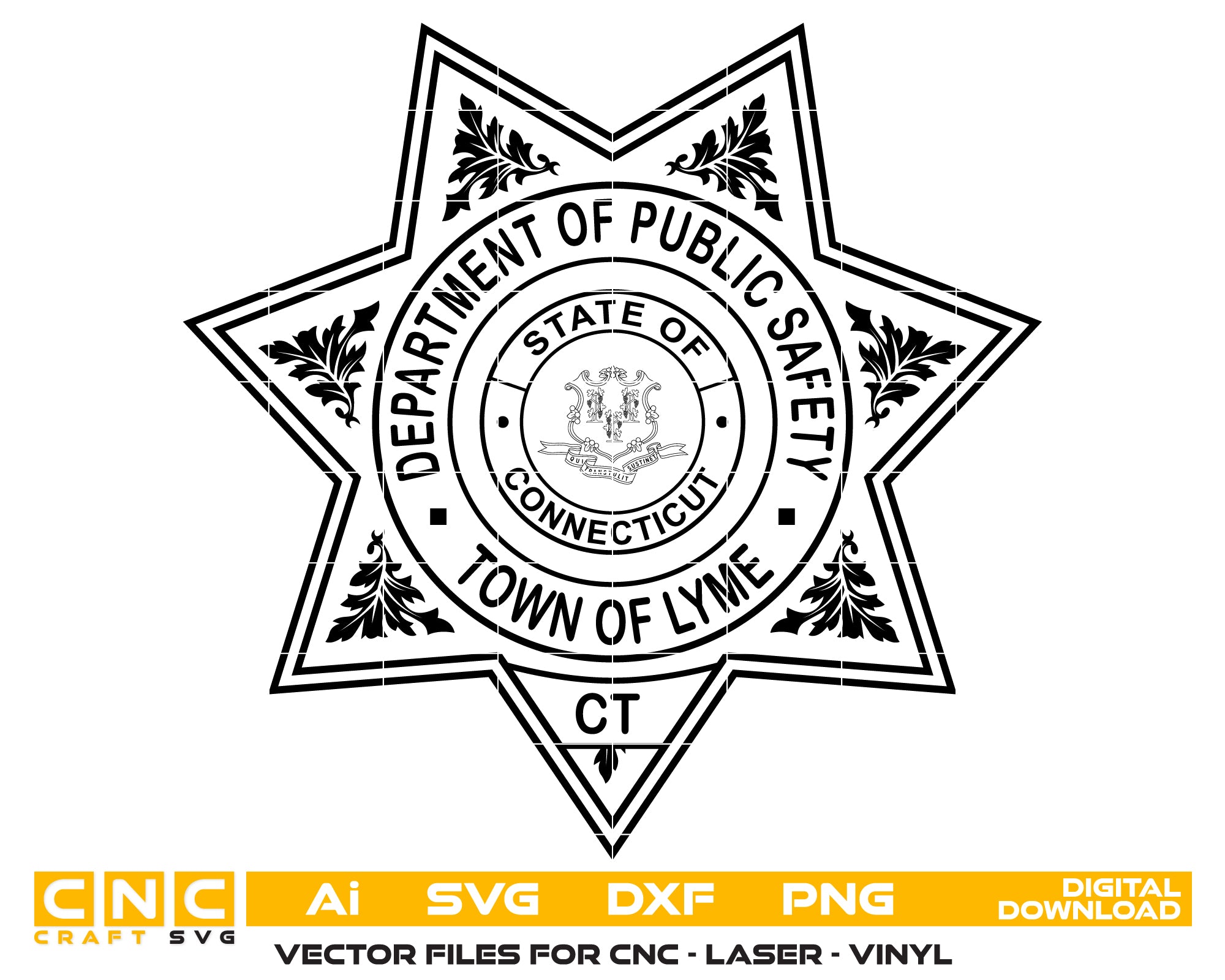 Lyme Public Safety Sheriff Badge SVG, Lyme Sheriff Emblem Vector, Lyme Public Safety Badge SVG, Law Enforcement Sheriff Badge, Lyme Sheriff Logo