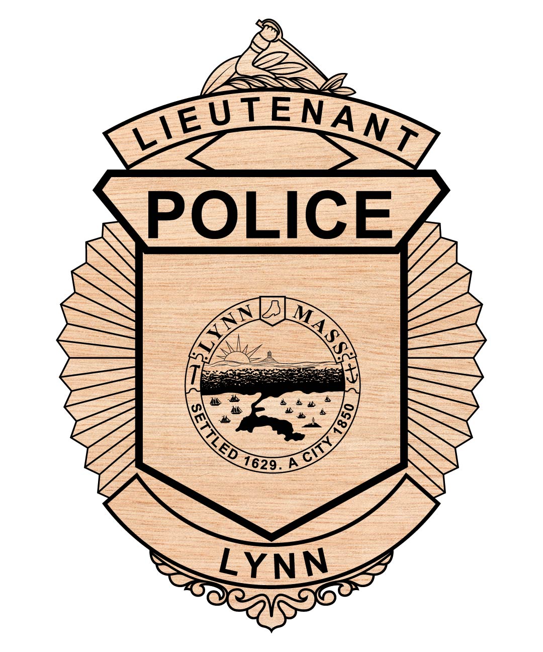 Lynn Police Lieutenant Badge SVG, Lynn MA Police Badge Vector, Police Lieutenant Shield SVG, Law Enforcement Badge Design, Lynn Police Emblem Vector