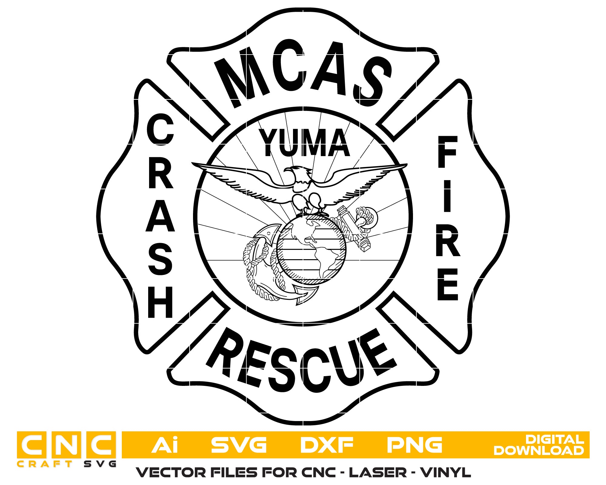 M C A S Crash Rescue Fire Seal Vector Art, Ai,SVG, DXF, PNG, Digital Files