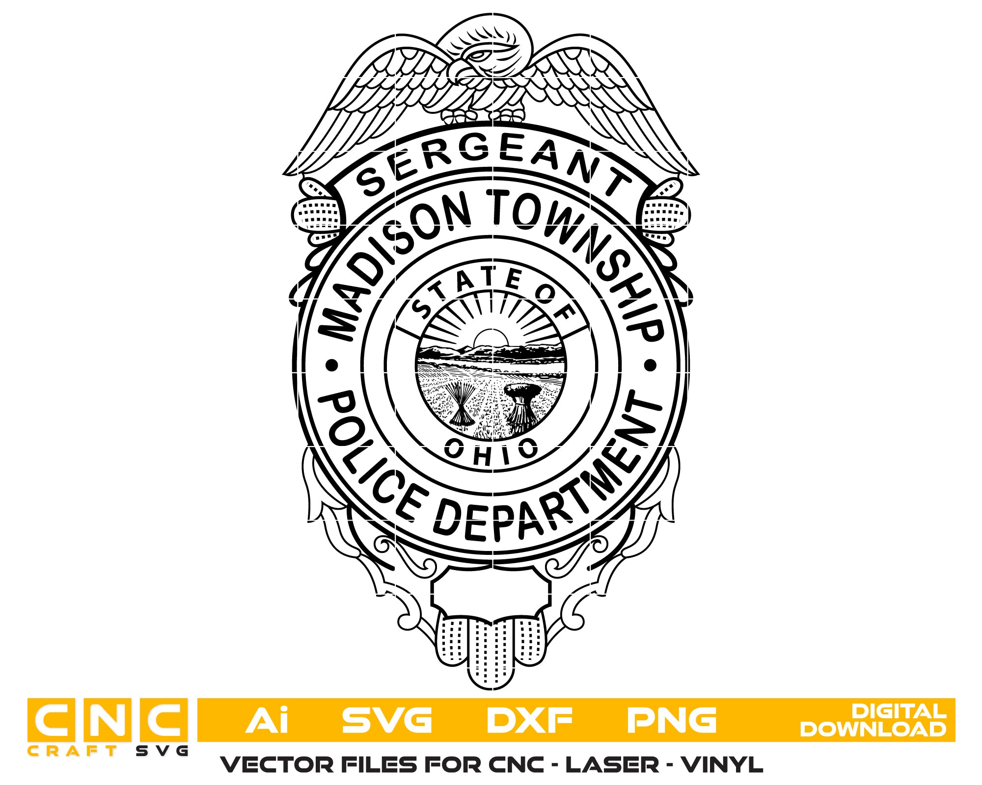 Madison Township Police Sergeant Badge SVG, Ohio Police Badge Vector, Madison Township Police Badge, Law Enforcement Badge SVG, Ohio Police Sergeant Badge Vector