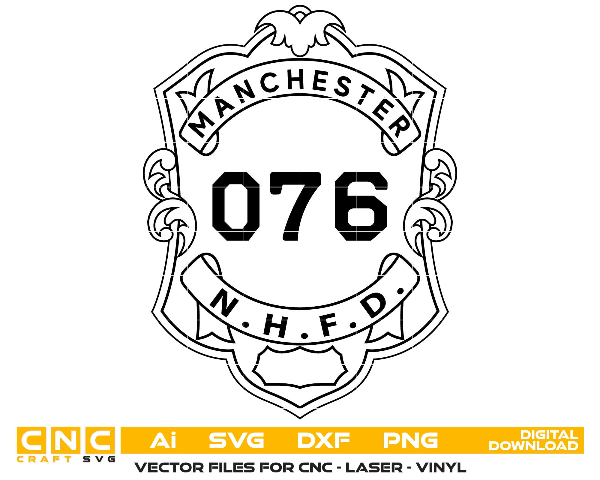 Manchester Fire Department Badge SVG Representing New Hampshire Fire Service
New Hampshire Fire Department Badge Vector For CNC And Laser Engraving
Manchester Fire Emblem Design In Scalable Vector Format
Firefighter Badge SVG Inspired By Manchester New Hampshire
Manchester Fire Department Emblem For Decals Plaques And Collectibles