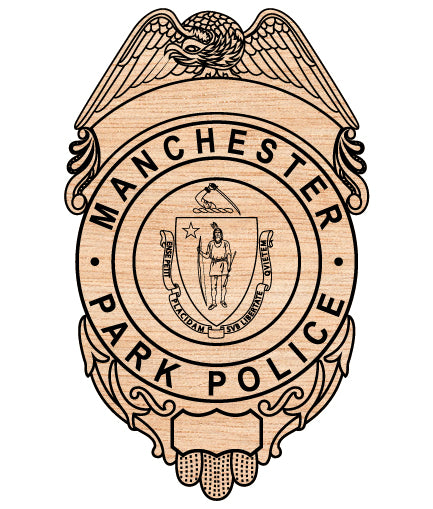 Manchester Park Police Badge SVG digital download, Massachusetts police emblem vector design for Cricut, Silhouette, CNC, engraving, and law enforcement crafts.