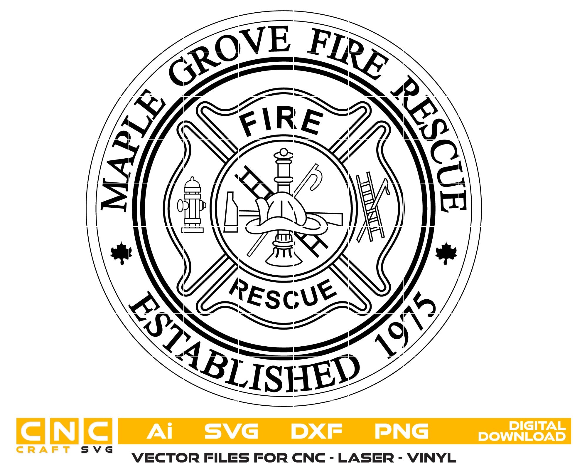 Maple Grove Fire Rescue Vector Art, Ai,SVG, DXF, PNG, Digital Files