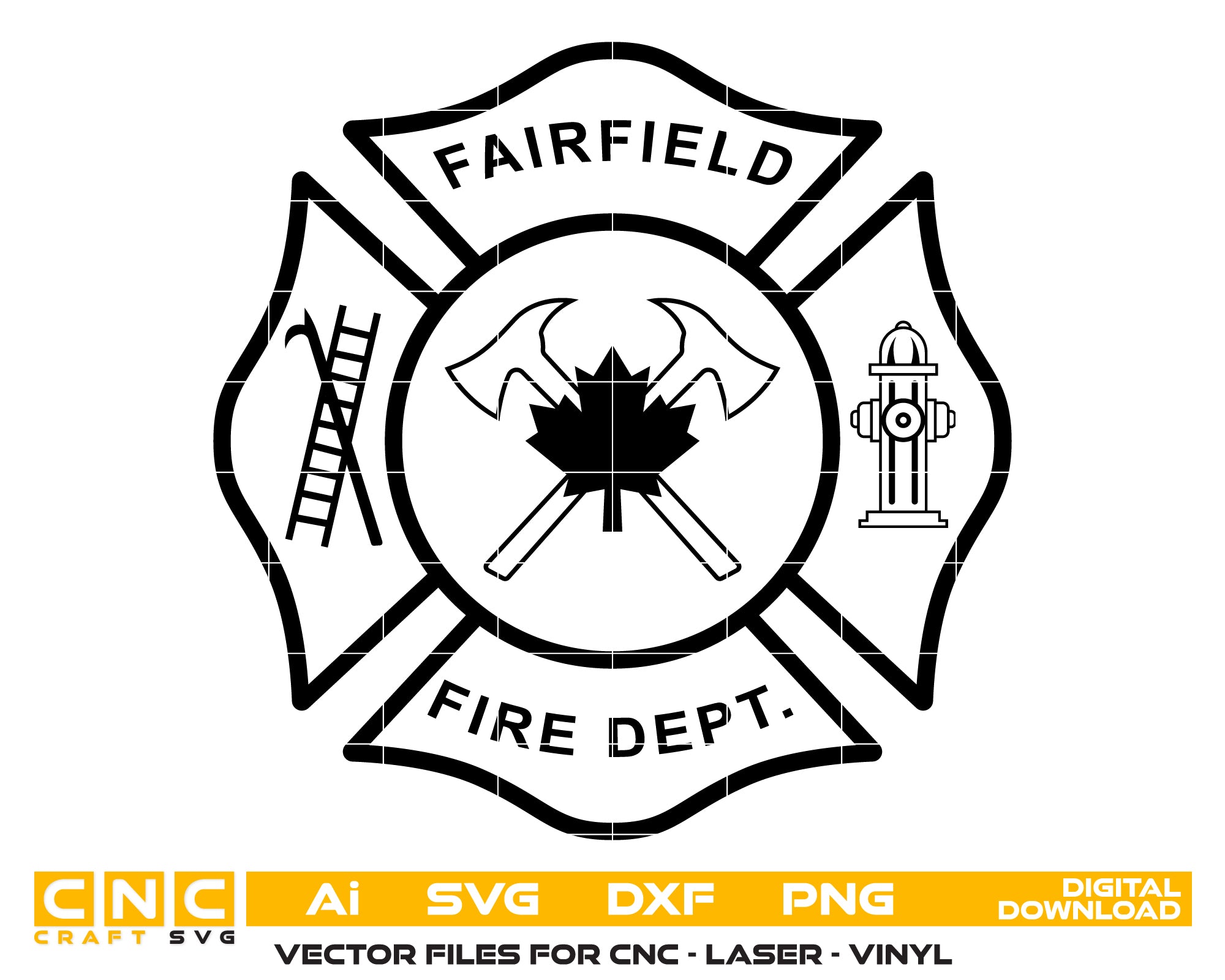 Maple County Fairfield Fire Department Badge SVG, Maple County Firefighter Emblem Vector, Fairfield Fire Badge Logo, Fire Department Badge Maple County, Fairfield Fire Dept Badge