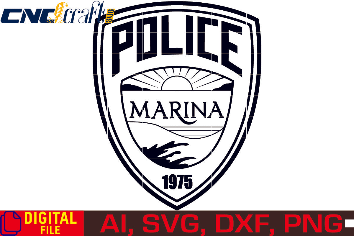 Marina Police Logo vector file for Laser Engraving, Woodworking, CNC Router, vinyl, plasma, Xcarve, Vcarve, Cricut, Ezecad etc.